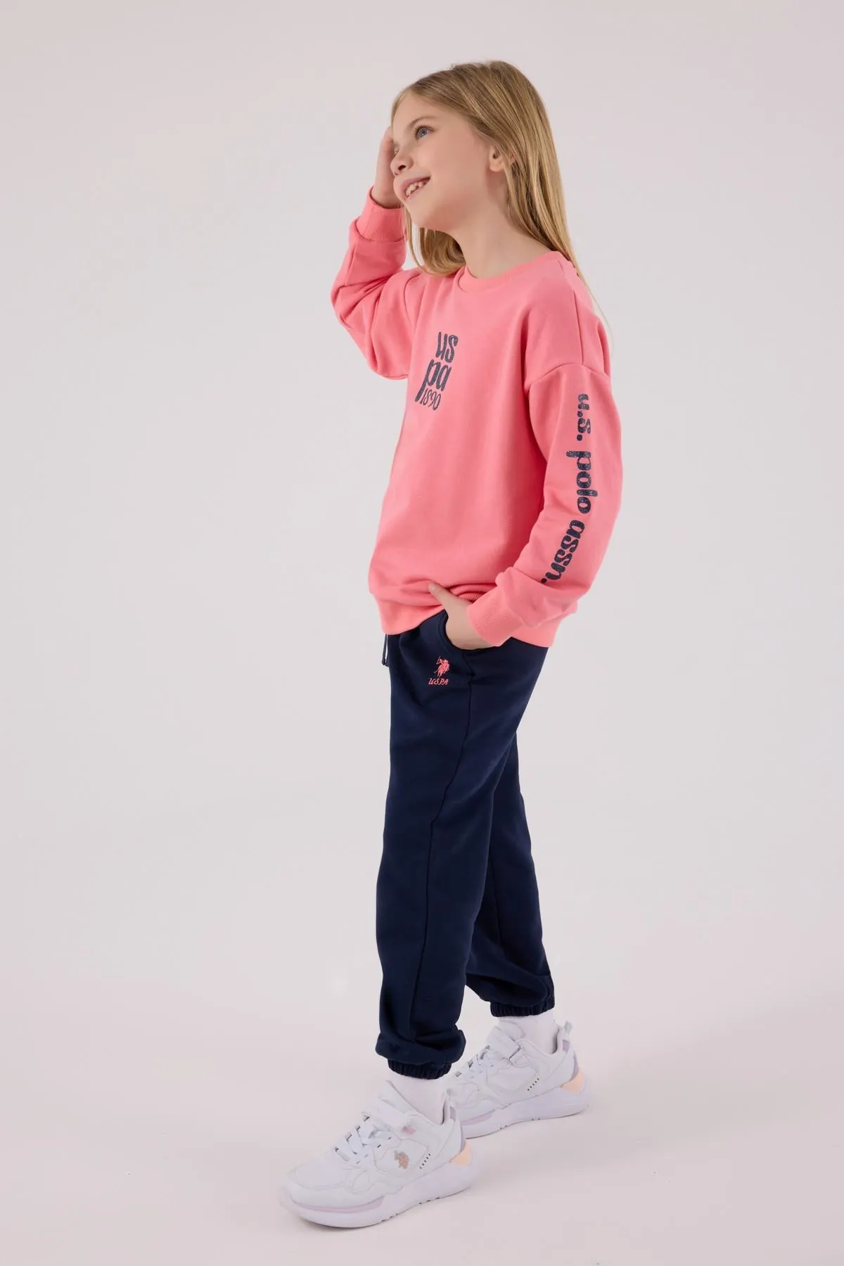 4-15 Yaş Lisanslı Us Polo Assn Kız Çocuk Takım-Pembe