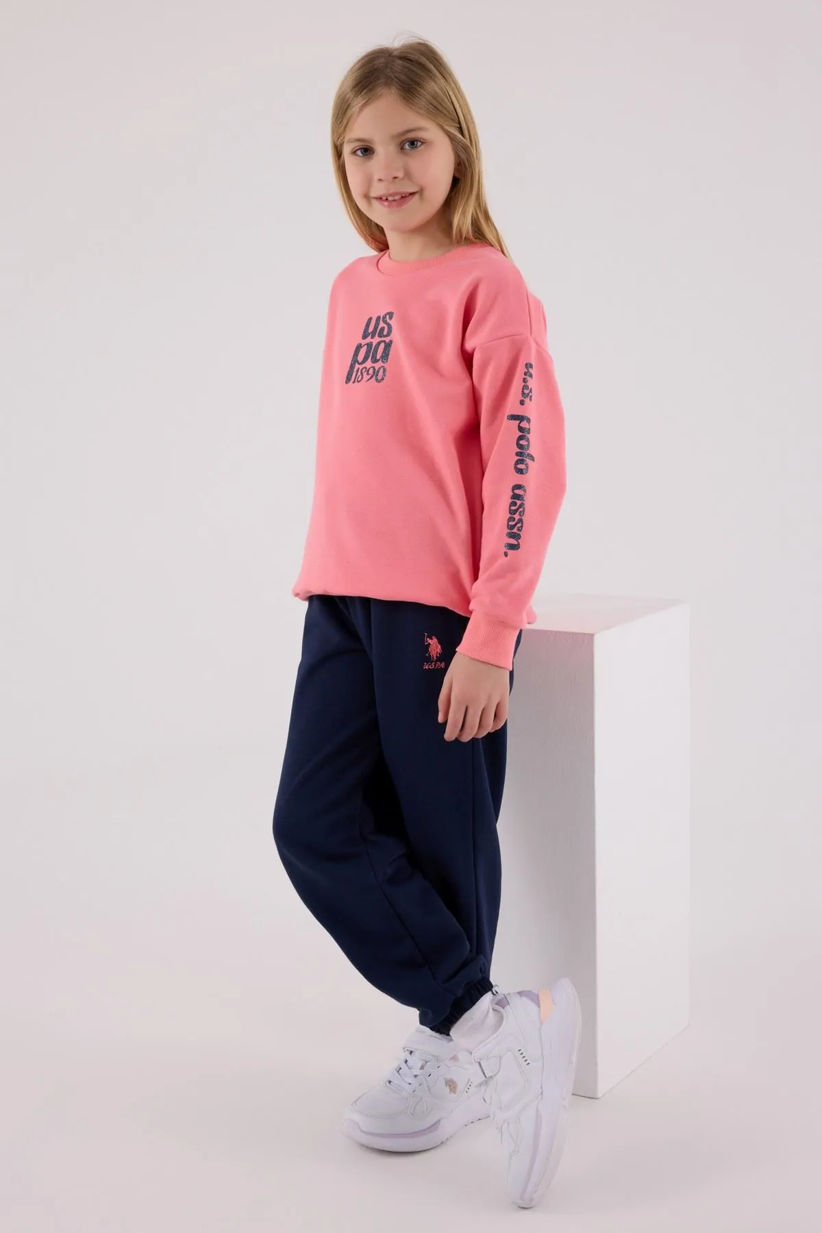 4-15 Yaş Lisanslı Us Polo Assn Kız Çocuk Takım-Pembe