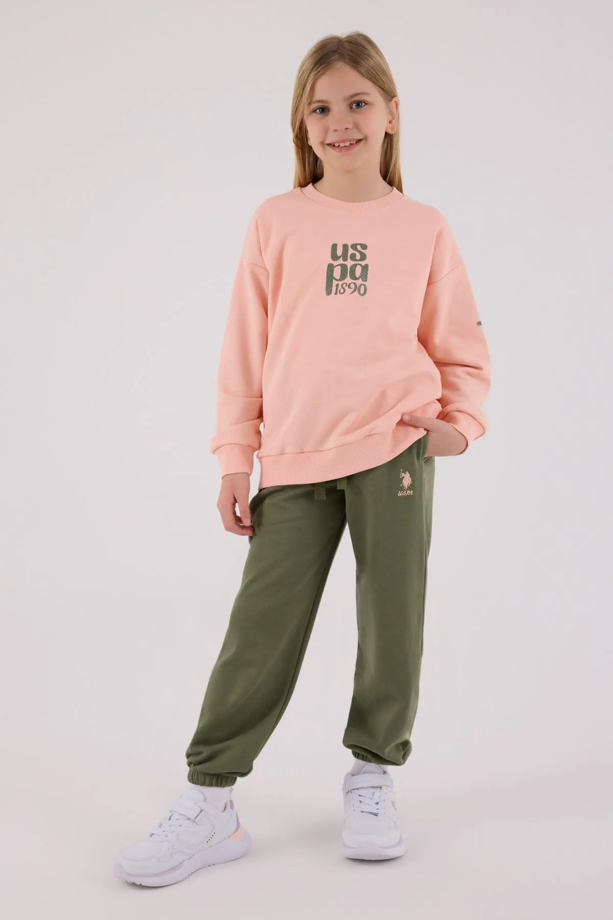 4-15 Yaş Lisanslı Us Polo Assn Kız Çocuk Takım-Somon