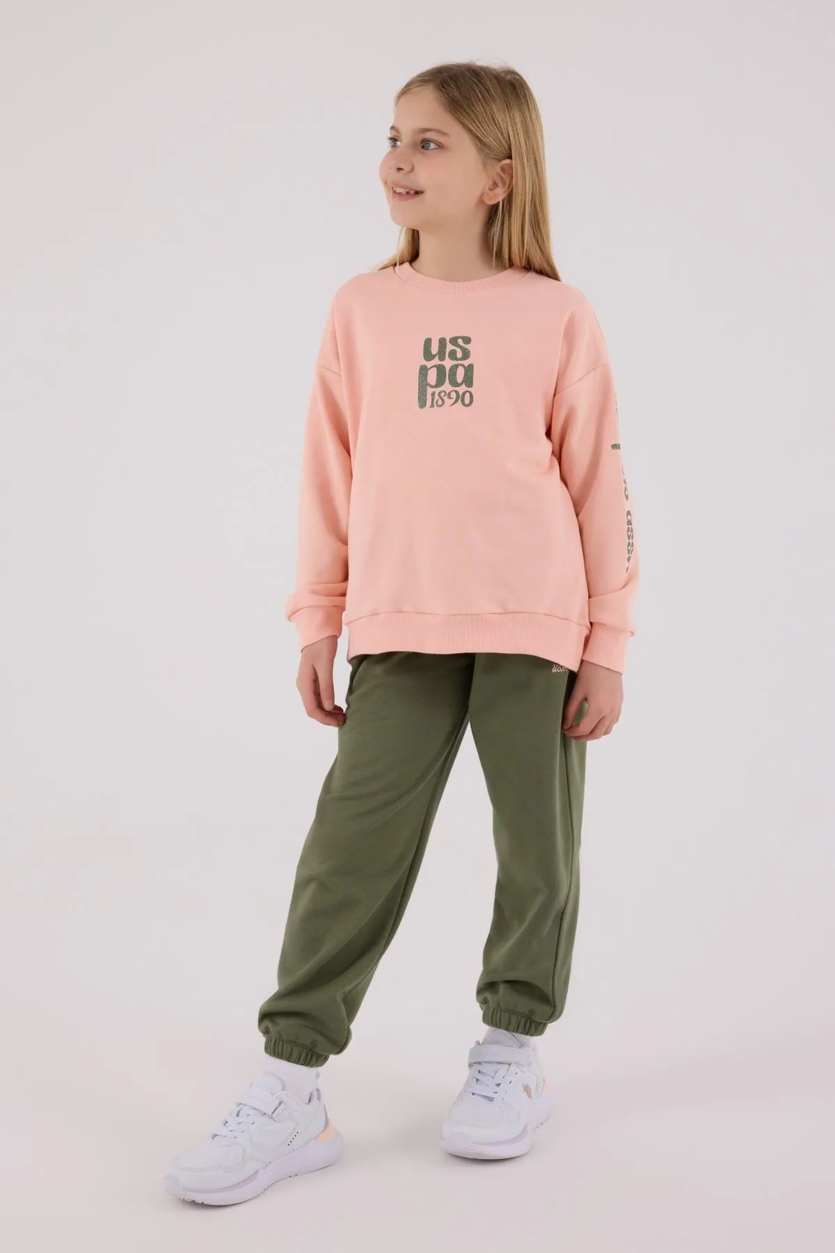 4-15 Yaş Lisanslı Us Polo Assn Kız Çocuk Takım-Somon