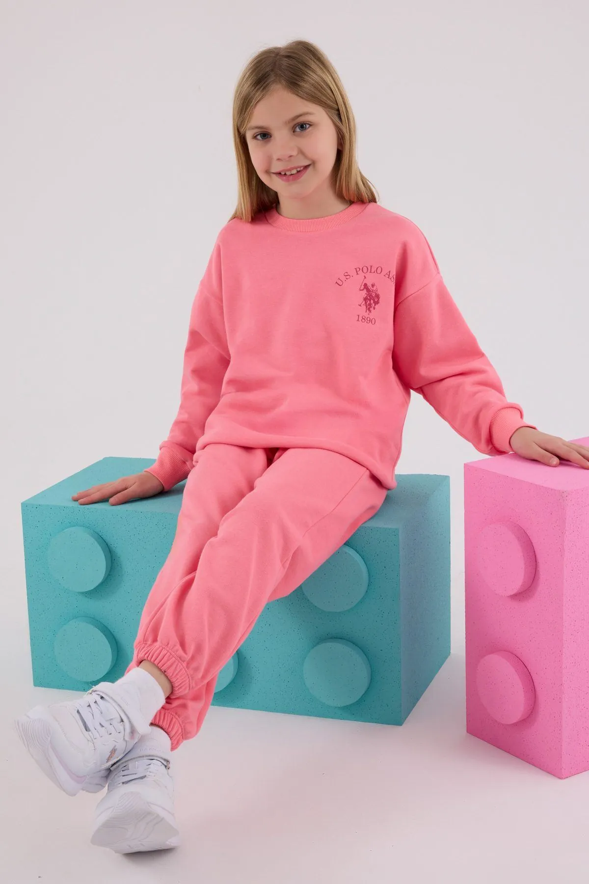 4-15 Yaş Lisanslı Us Polo Assn Kız Çocuk Takım-Pembe