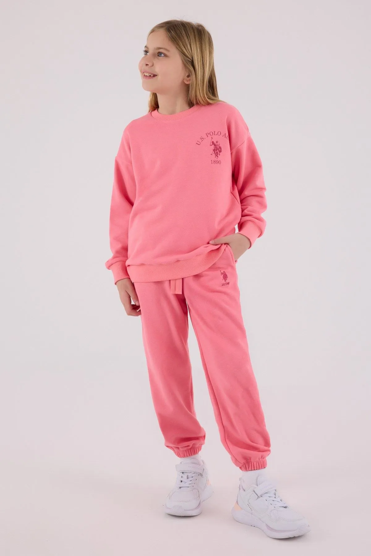 4-15 Yaş Lisanslı Us Polo Assn Kız Çocuk Takım-Pembe