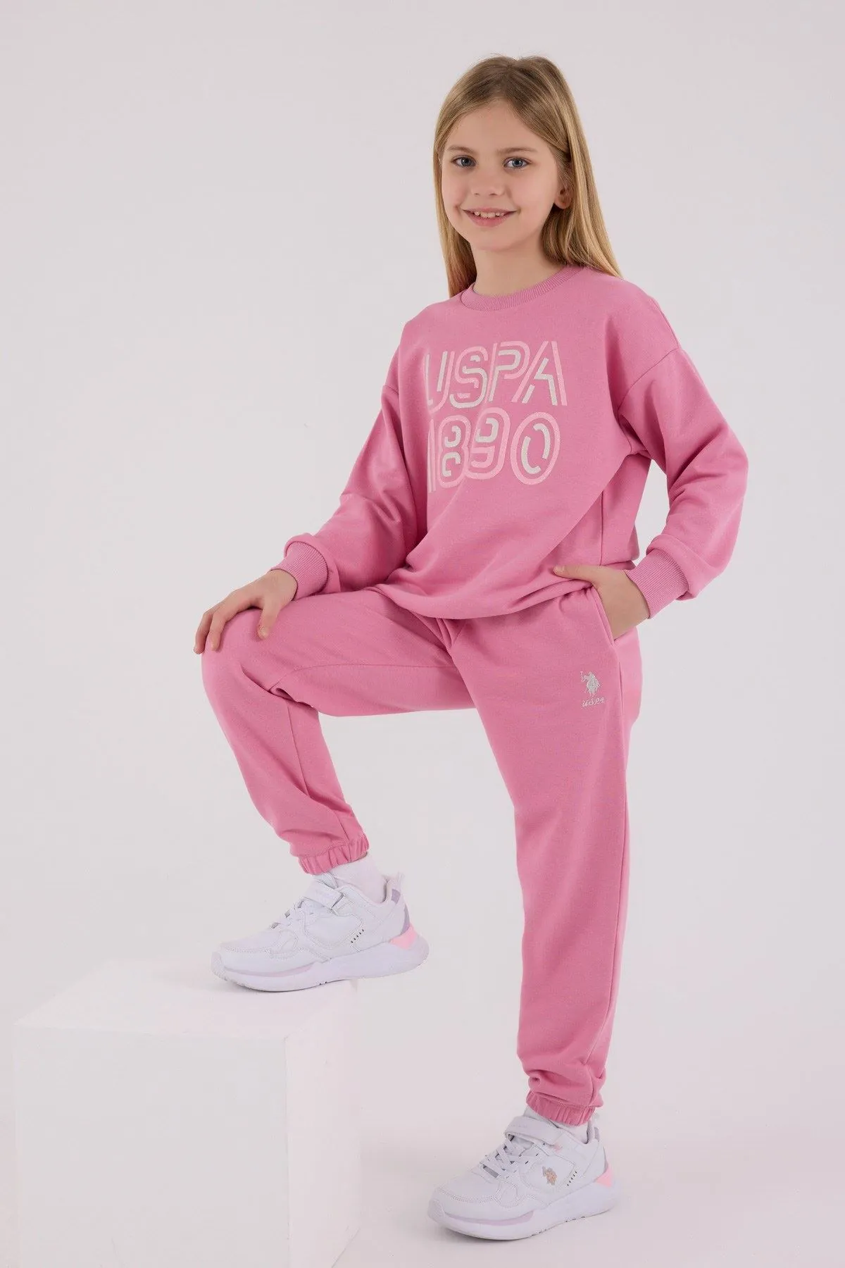 4-15 Yaş Lisanslı Us Polo Assn Kız Çocuk Takım-Pembe