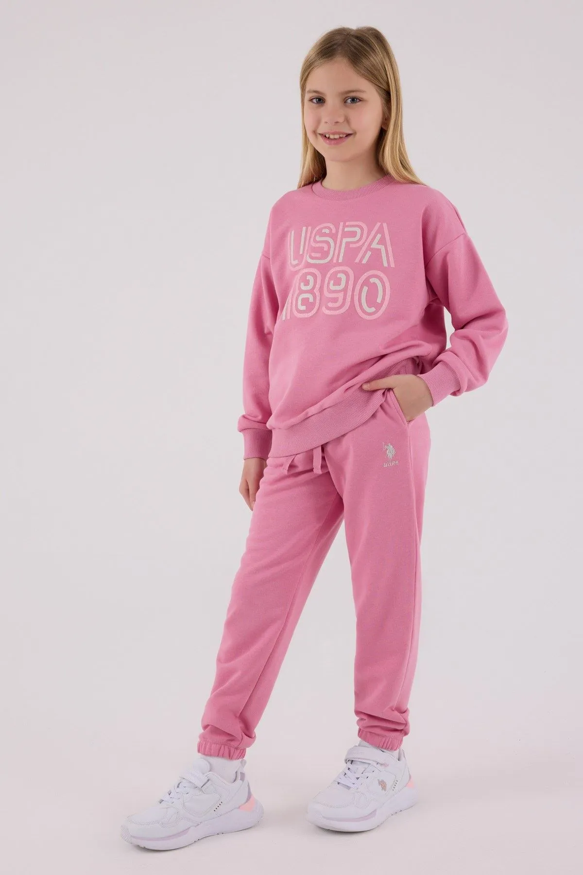 4-15 Yaş Lisanslı Us Polo Assn Kız Çocuk Takım-Pembe