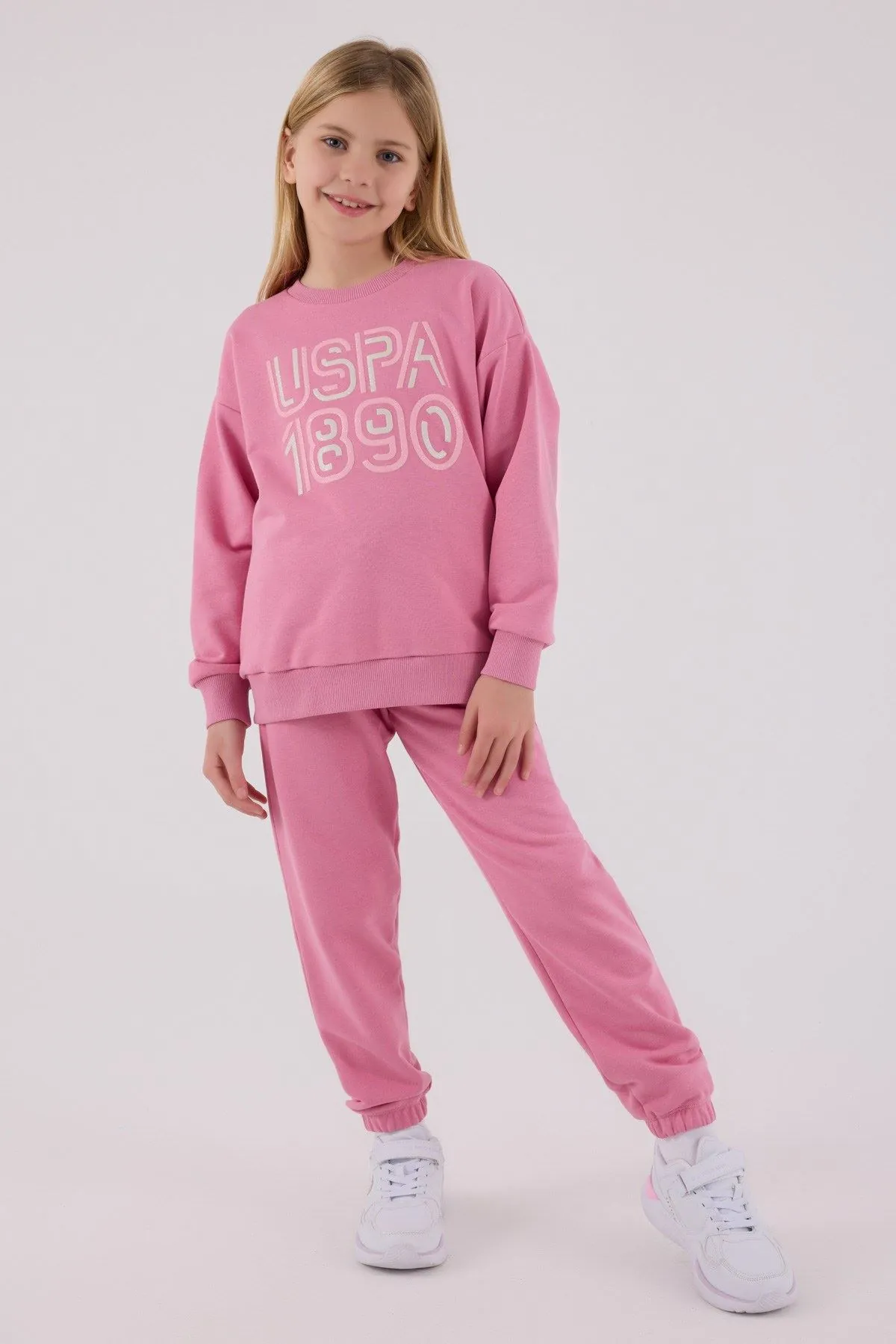 4-15 Yaş Lisanslı Us Polo Assn Kız Çocuk Takım-Pembe