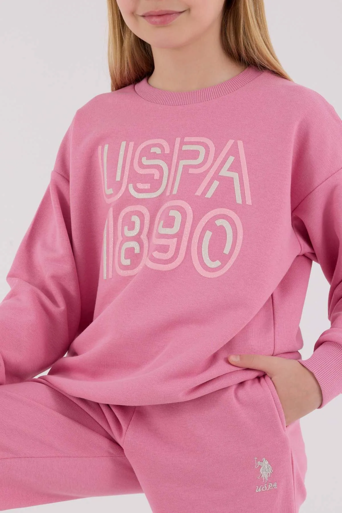 4-15 Yaş Lisanslı Us Polo Assn Kız Çocuk Takım-Pembe