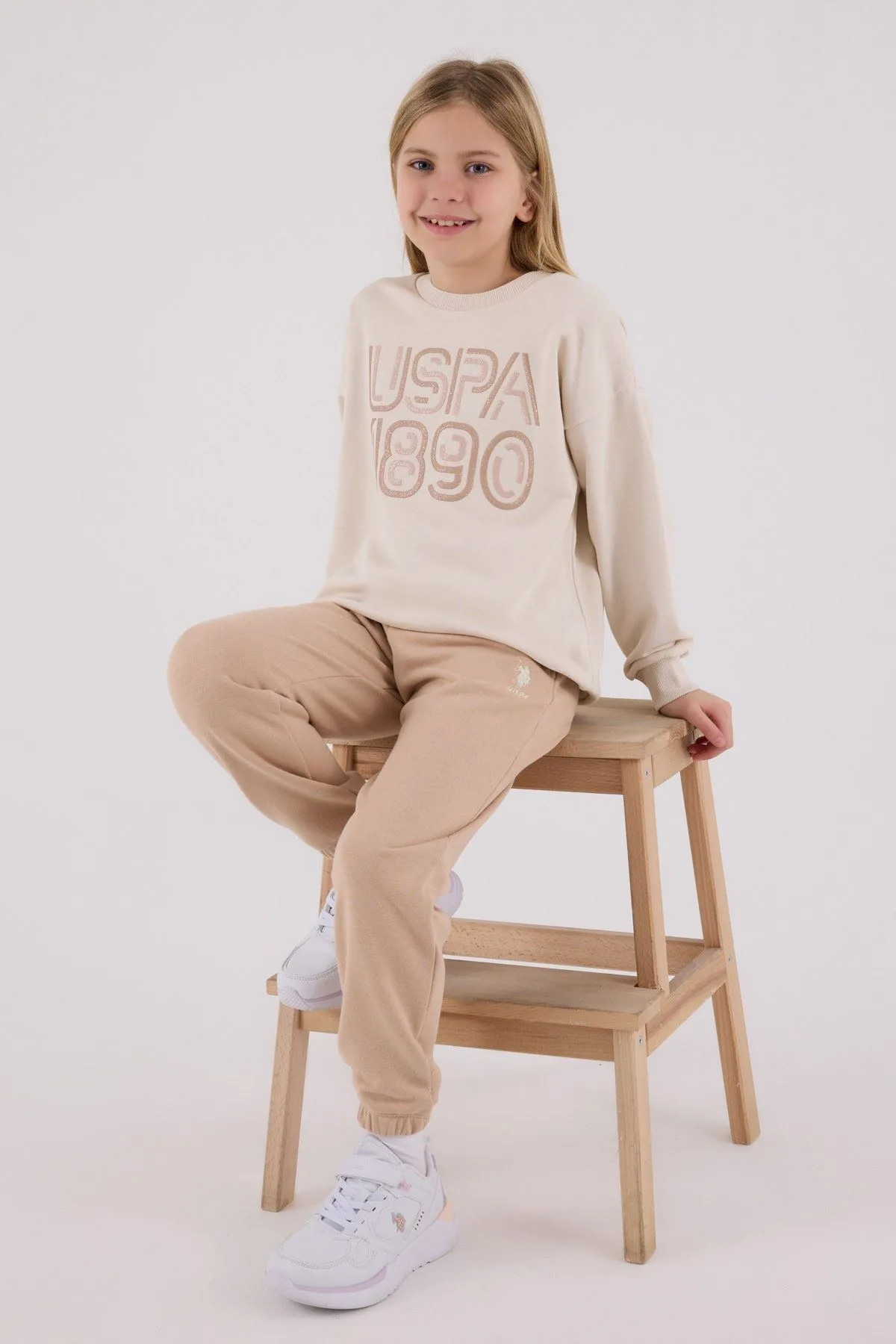 4-15 Yaş Lisanslı Us Polo Assn Kız Çocuk Takım-Latte