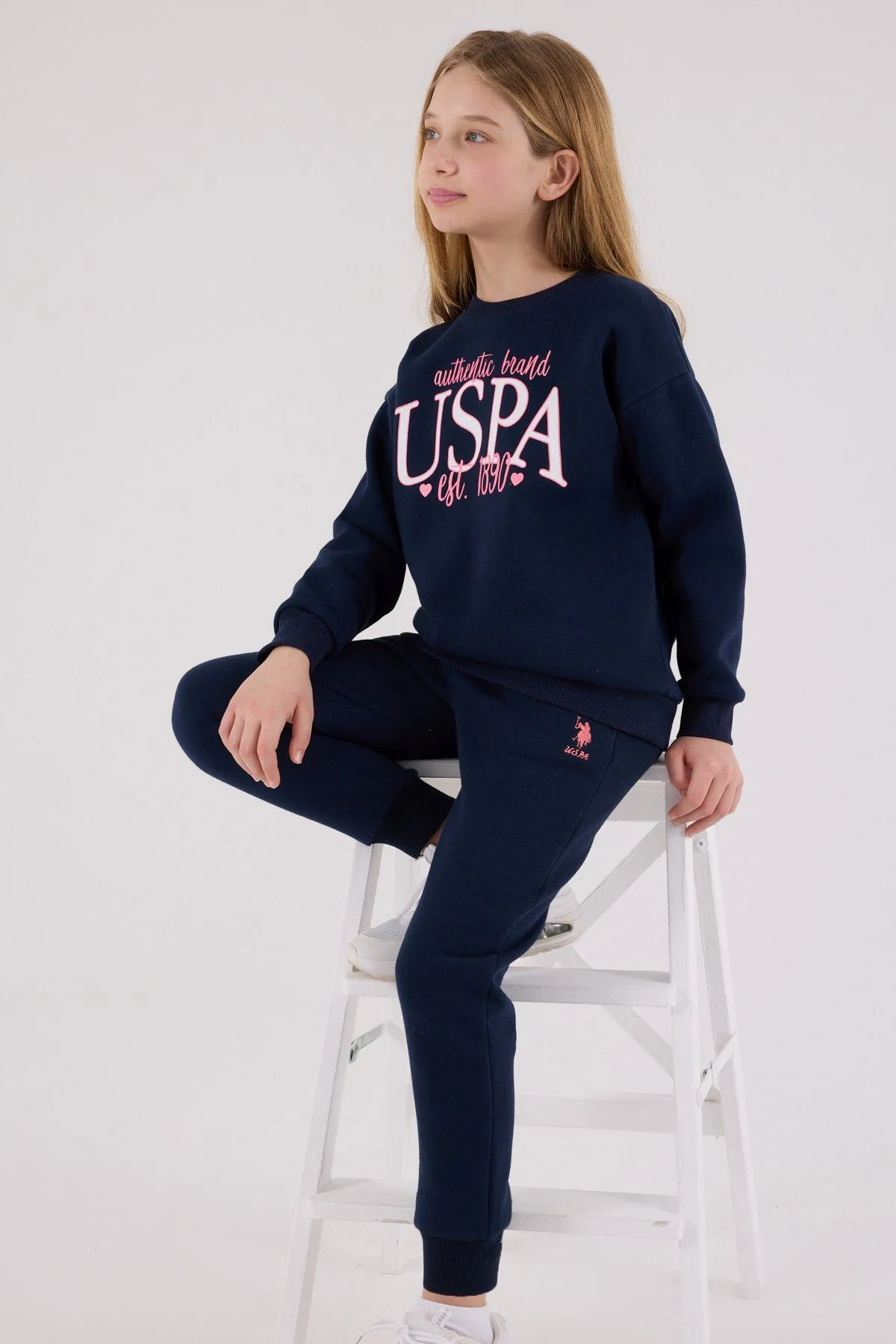 4-15 Yaş Lisanslı Us Polo Assn Kız Çocuk Takım-Lacivert