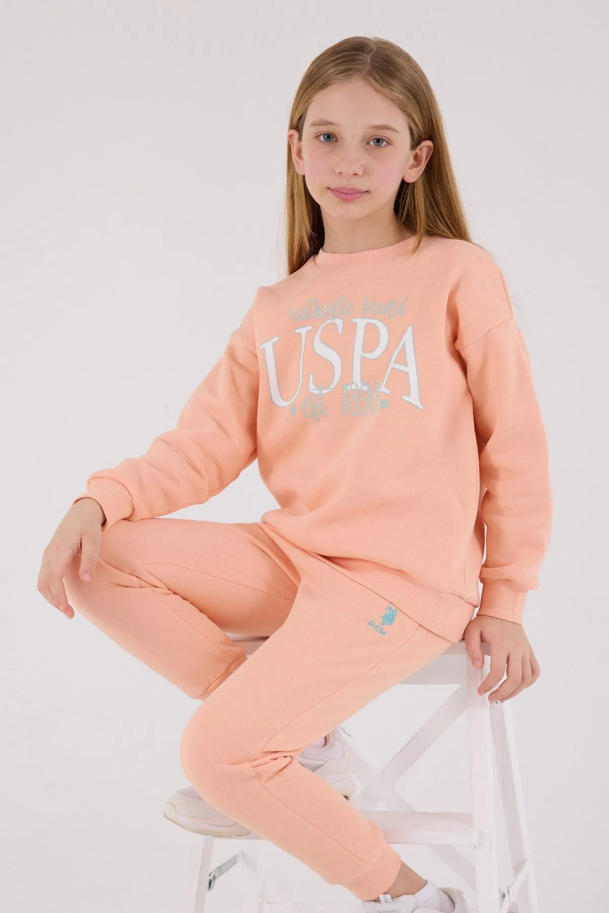 4-15 Yaş Lisanslı Us Polo Assn Kız Çocuk Takım-Somon