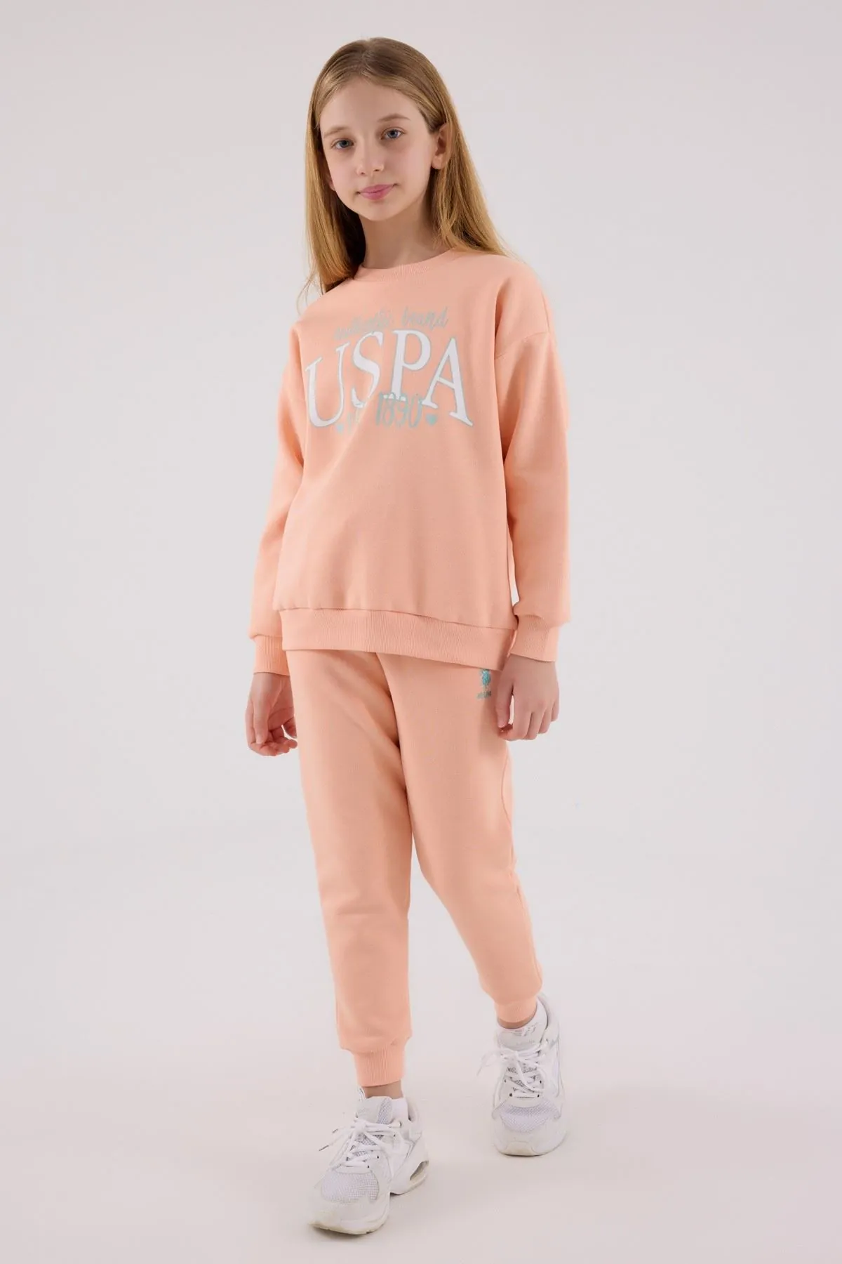 4-15 Yaş Lisanslı Us Polo Assn Kız Çocuk Takım-Somon