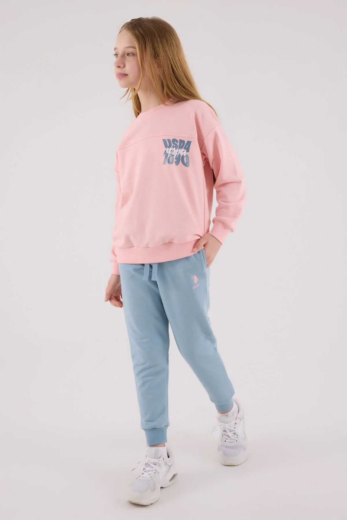 4-15 Yaş Lisanslı Us Polo Assn Kız Çocuk Takım-Pembe
