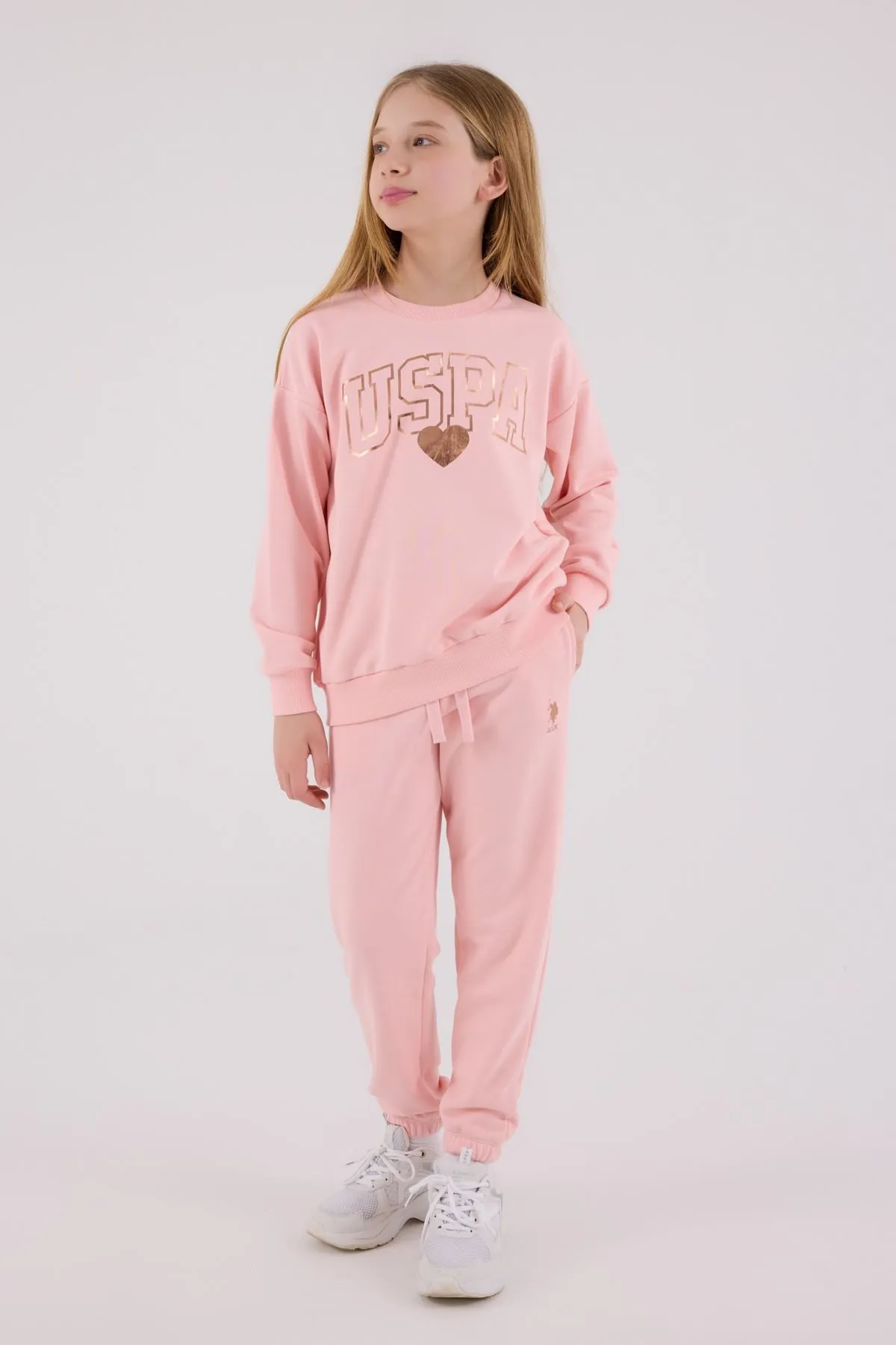 4-15 Yaş Lisanslı Us Polo Assn Kız Çocuk Takım-Pembe