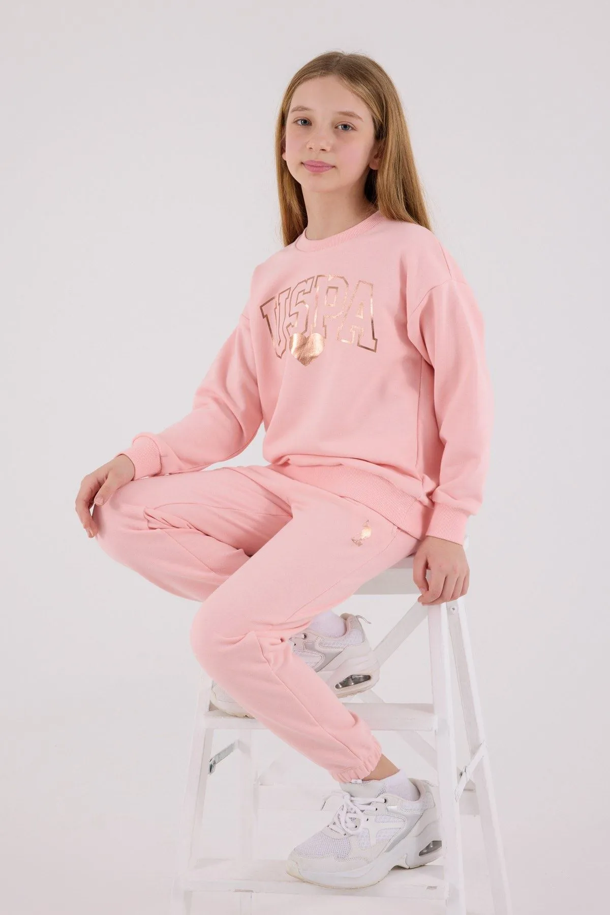 4-15 Yaş Lisanslı Us Polo Assn Kız Çocuk Takım-Pembe