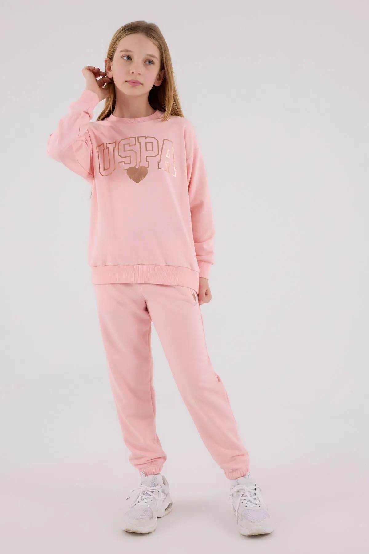 4-15 Yaş Lisanslı Us Polo Assn Kız Çocuk Takım-Pembe