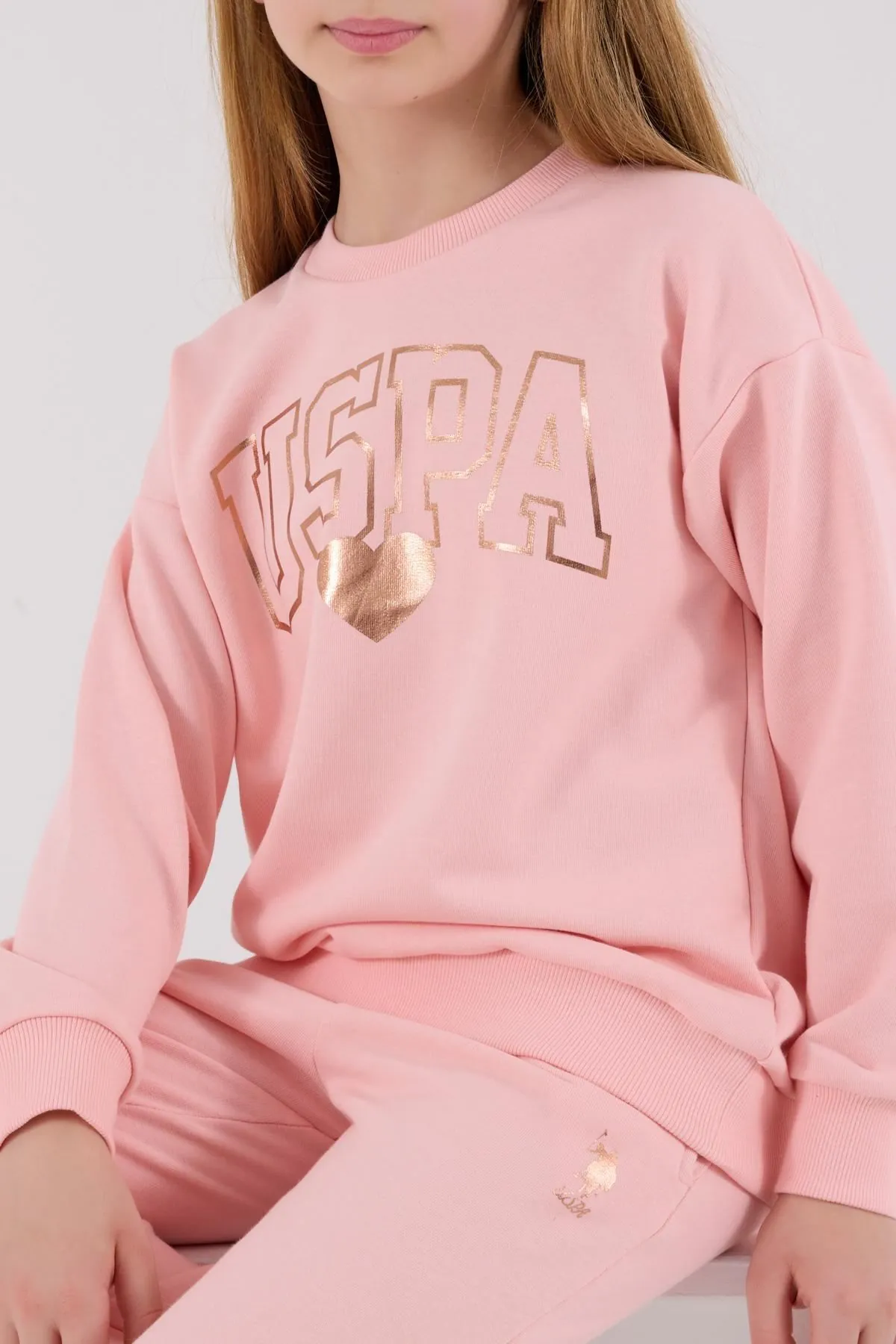 4-15 Yaş Lisanslı Us Polo Assn Kız Çocuk Takım-Pembe