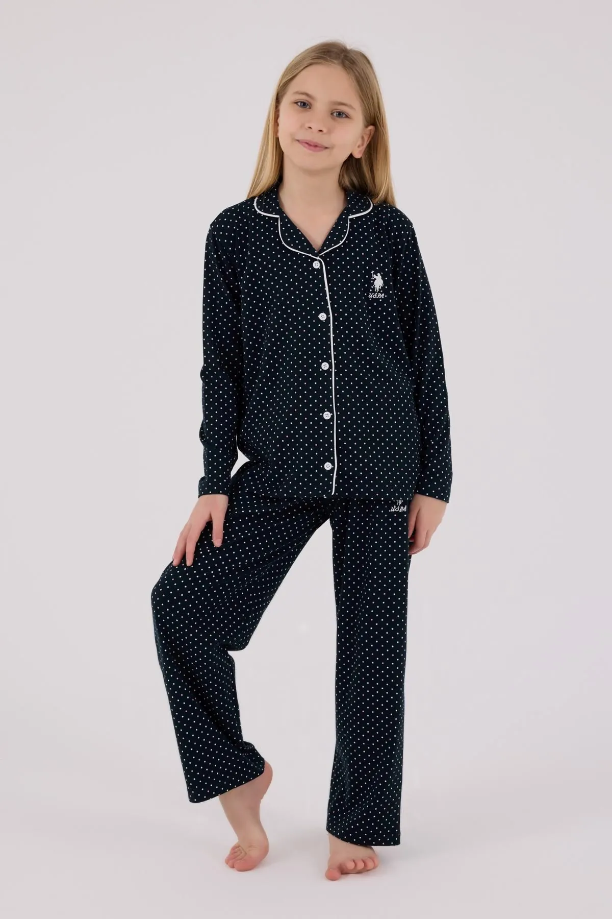 4-15 Yaş Lisanslı Us Polo Assn Kız Çocuk Takım-Lacivert