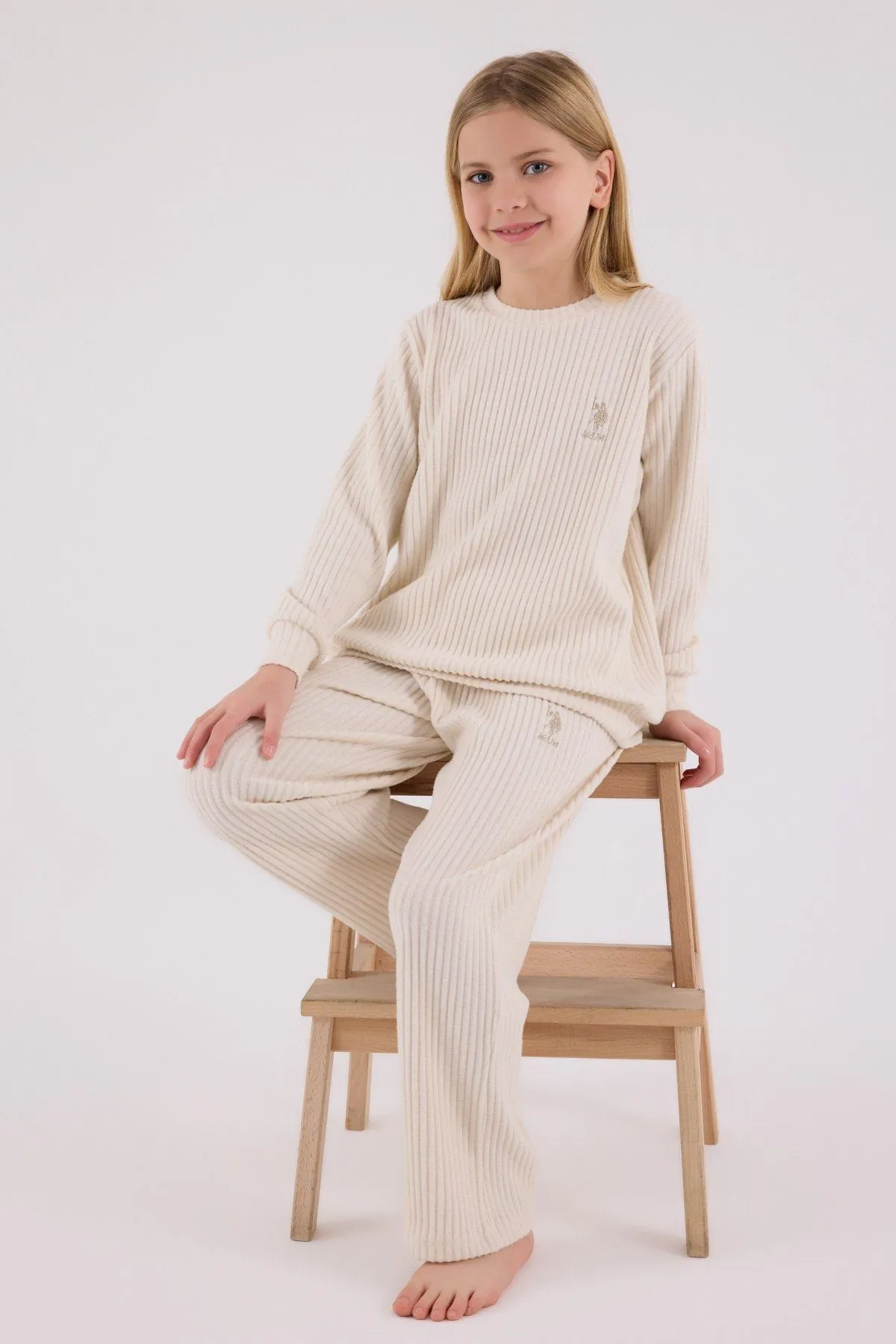 4-15 Yaş Lisanslı Us Polo Assn Kız Çocuk Takım-Latte