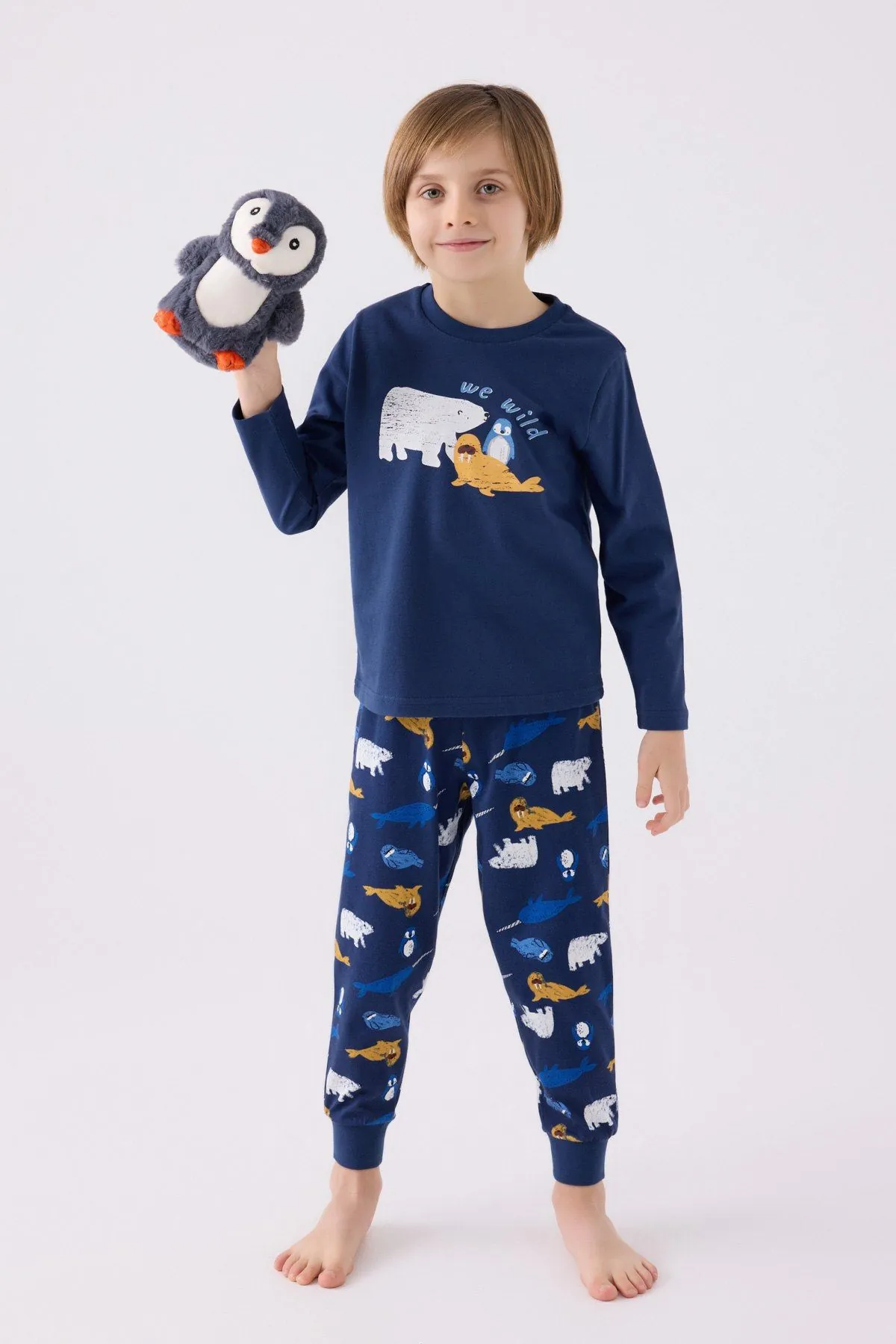 2-8 Yaş We Wild Penguen Erkek Çocuk Erkek Çocuk Takım-İndigo
