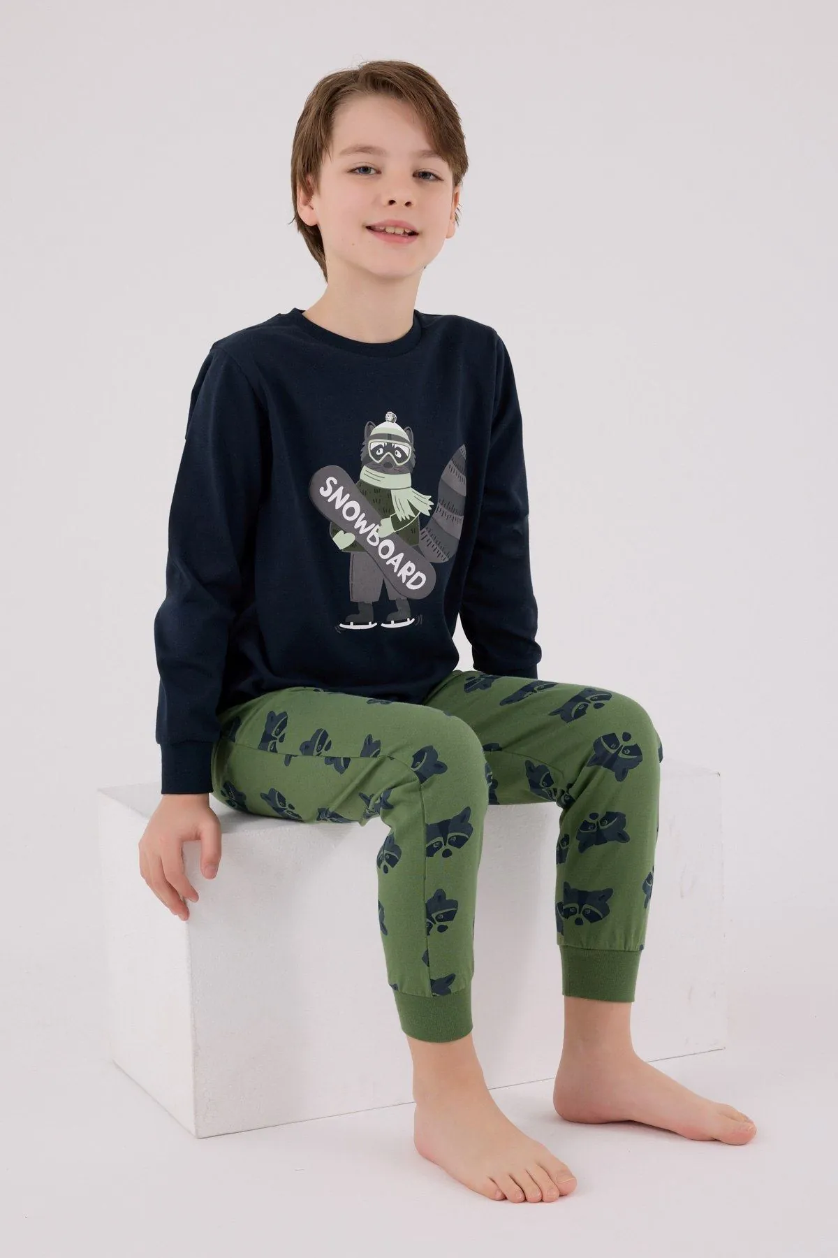 2-8 Yaş Snowboard Bird Erkek Çocuk Takım-Lacivert