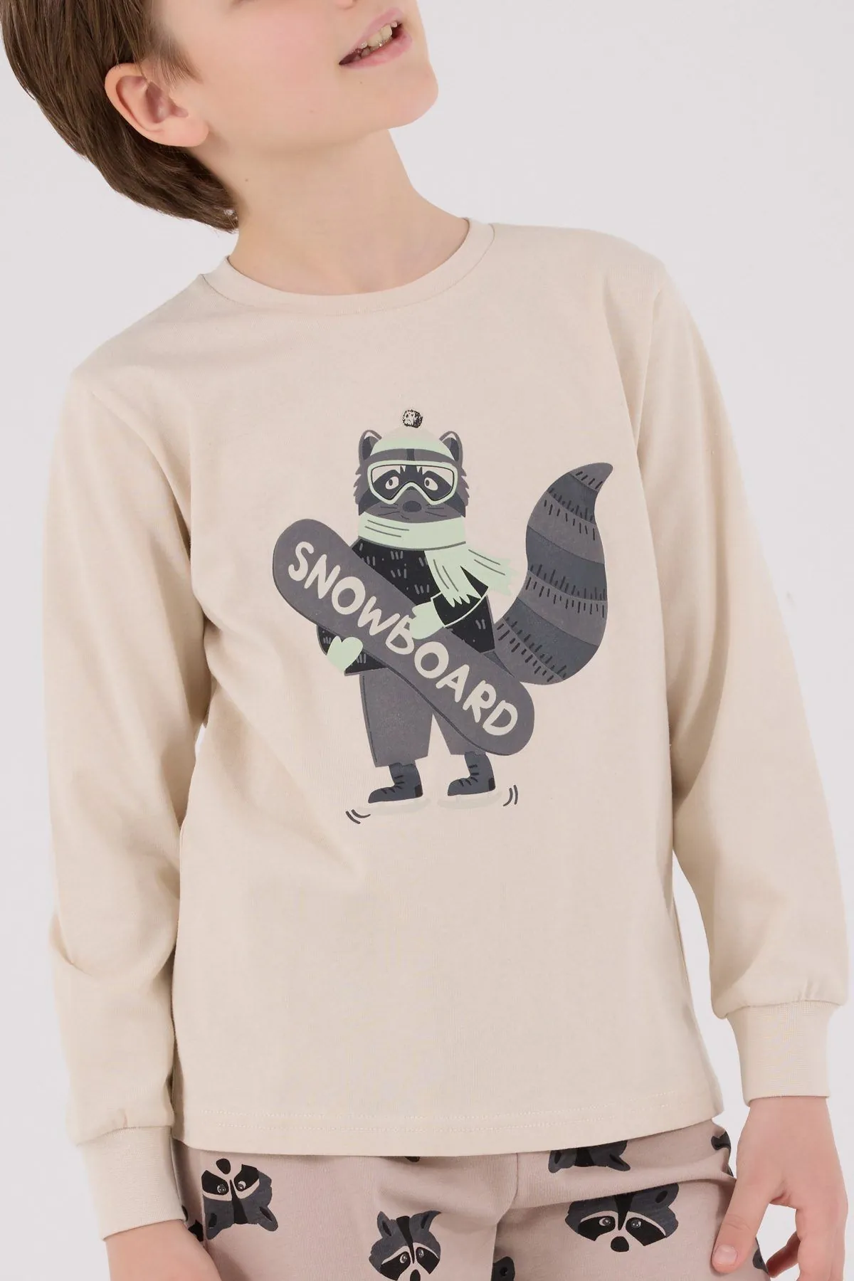 2-8 Yaş Snowboard Bird Erkek Çocuk Takım-Latte