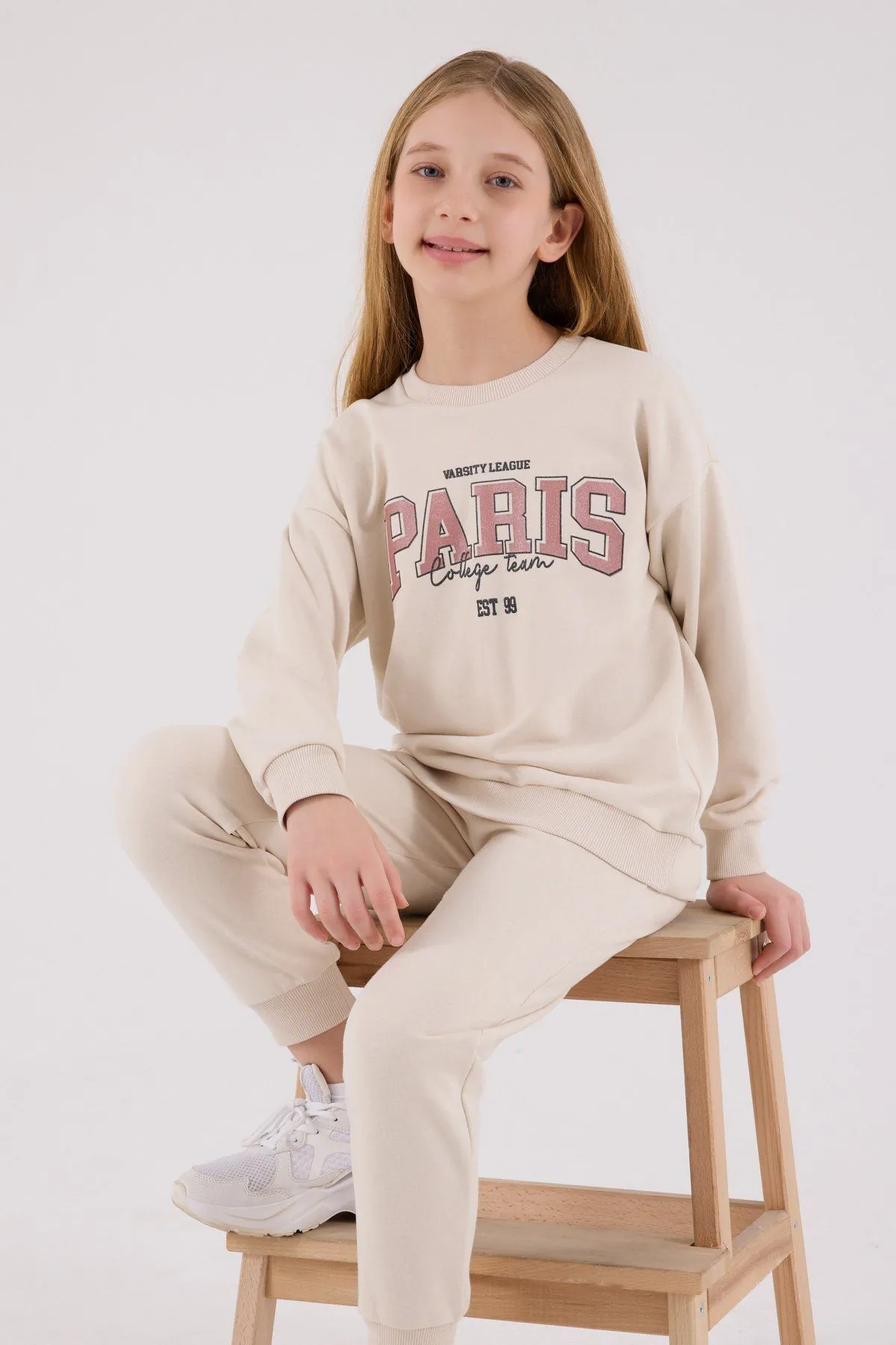 9-15 Yaş  Paris College Kız Çocuk Takım-Latte