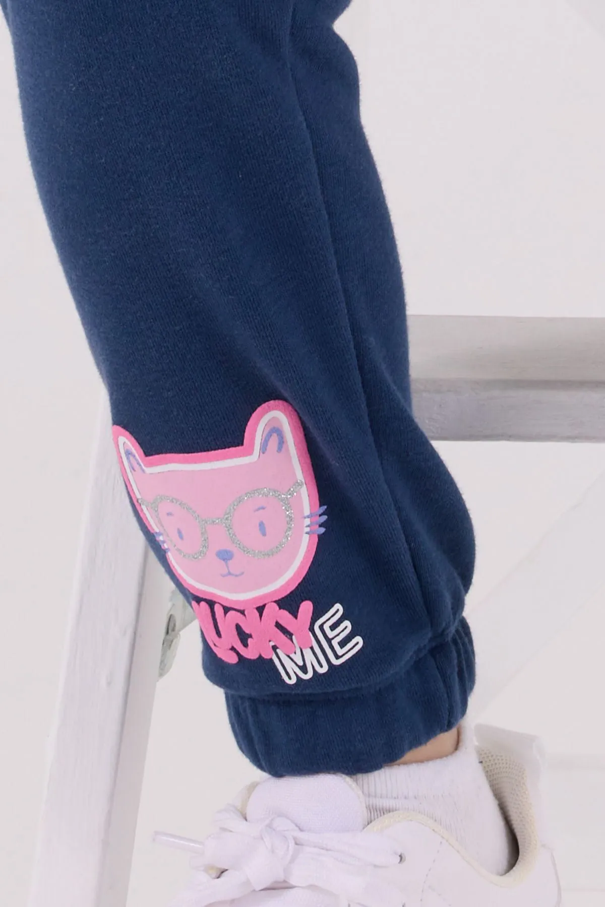 2-8 Yaş Lucky Cat Kız Çocuk Takım-Lila