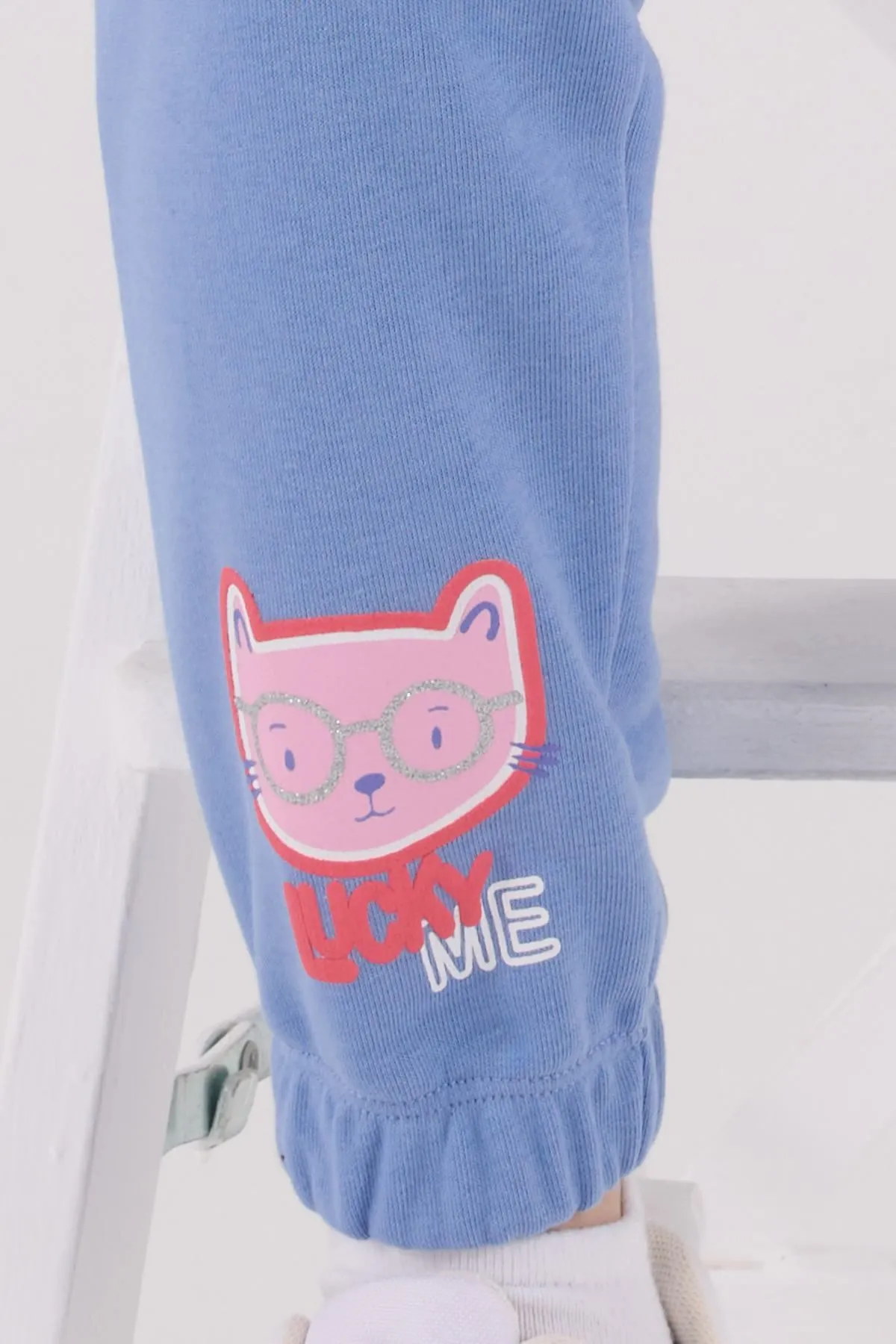2-8 Yaş Lucky Cat Kız Çocuk Takım-Saks