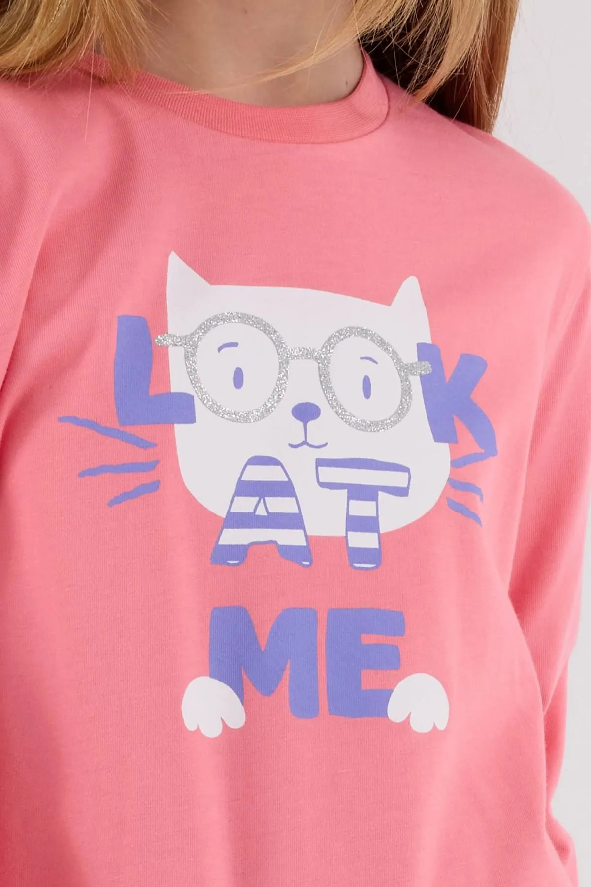 2-8 Yaş Look Cat Kız Çocuk Takım-Pembe