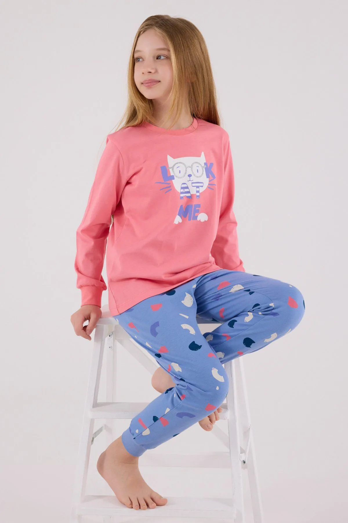 2-8 Yaş Look Cat Kız Çocuk Takım-Pembe