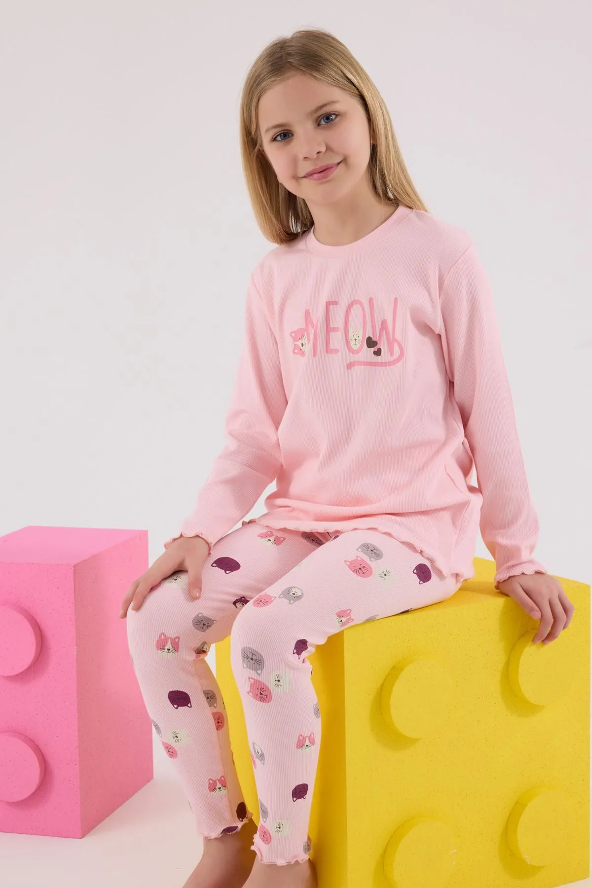 2--8 Yaş Meow City Kız Çocuk Takım-Pembe