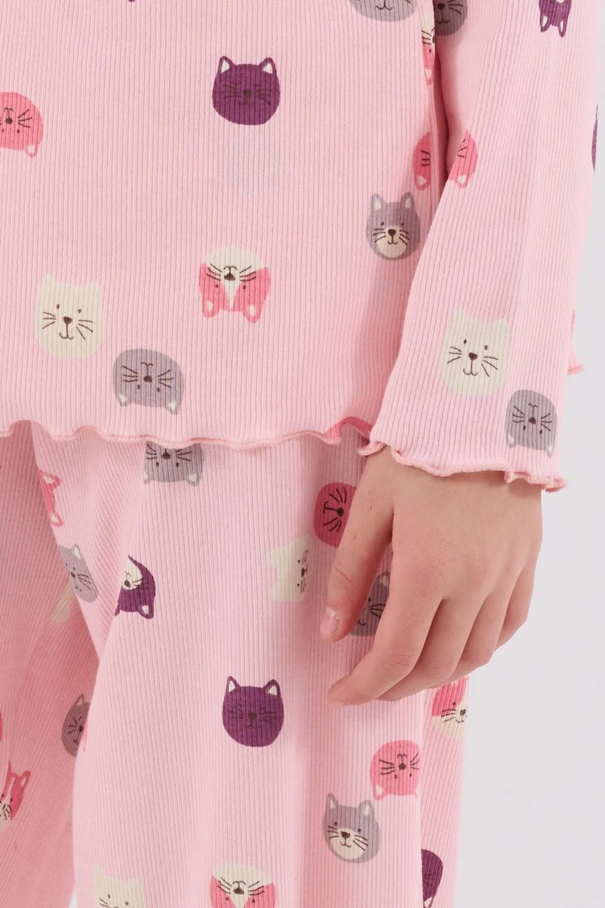 2-8 Yaş Shining Cat Kız Çocuk Takım-Pembe