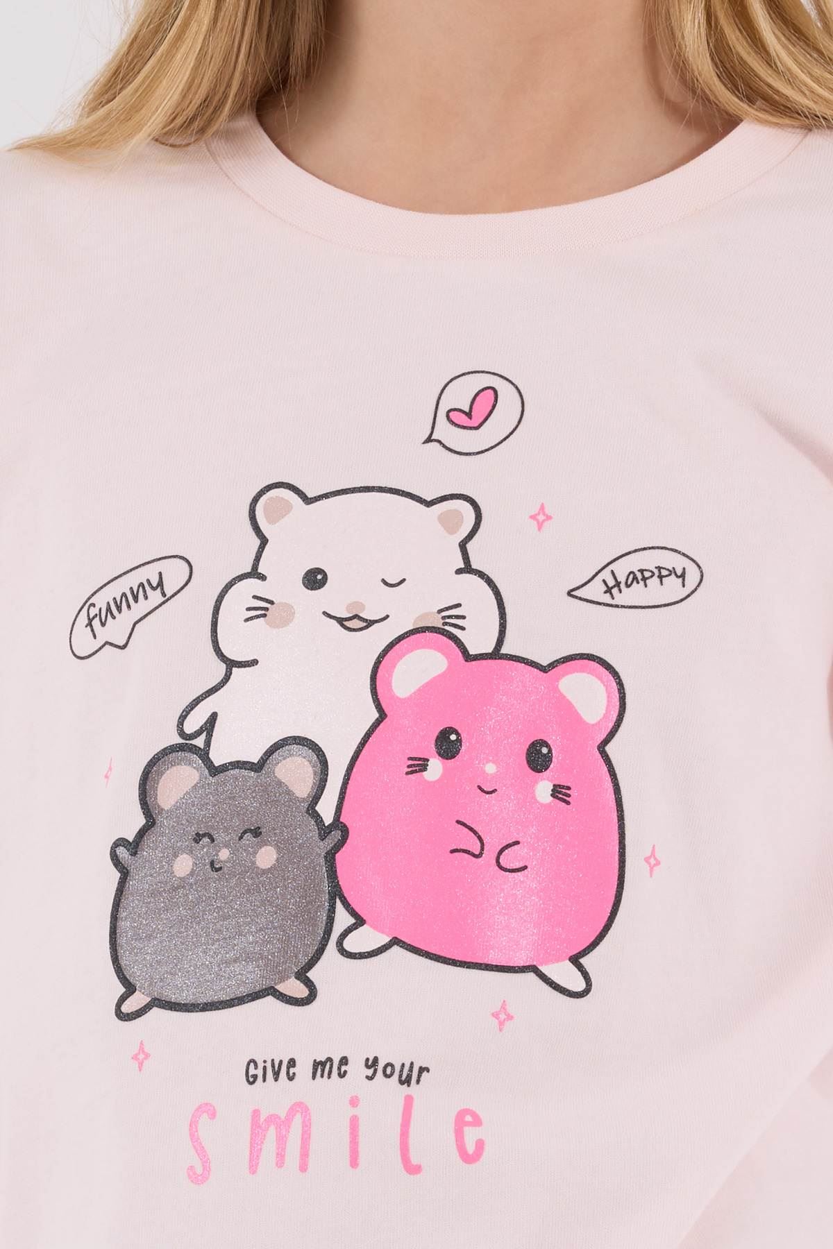 2-8 Yaş Happy Smıle Kız Çocık Takım-Pudra