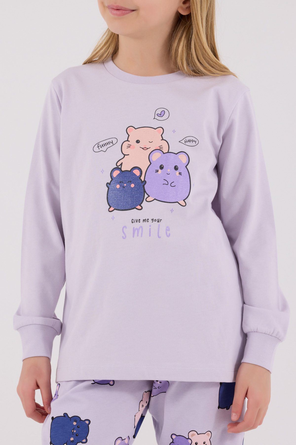 2-8 Yaş Happy Smıle Kız Çocık Takım-Lila