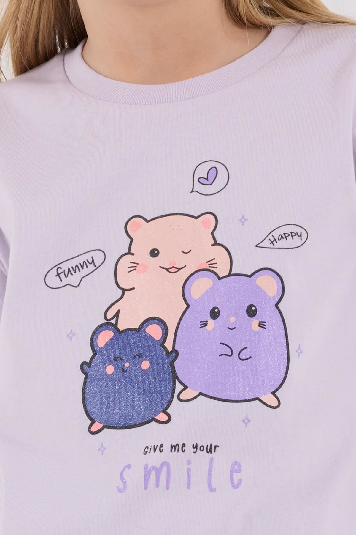 2-8 Yaş Happy Smıle Kız Çocık Takım-Lila