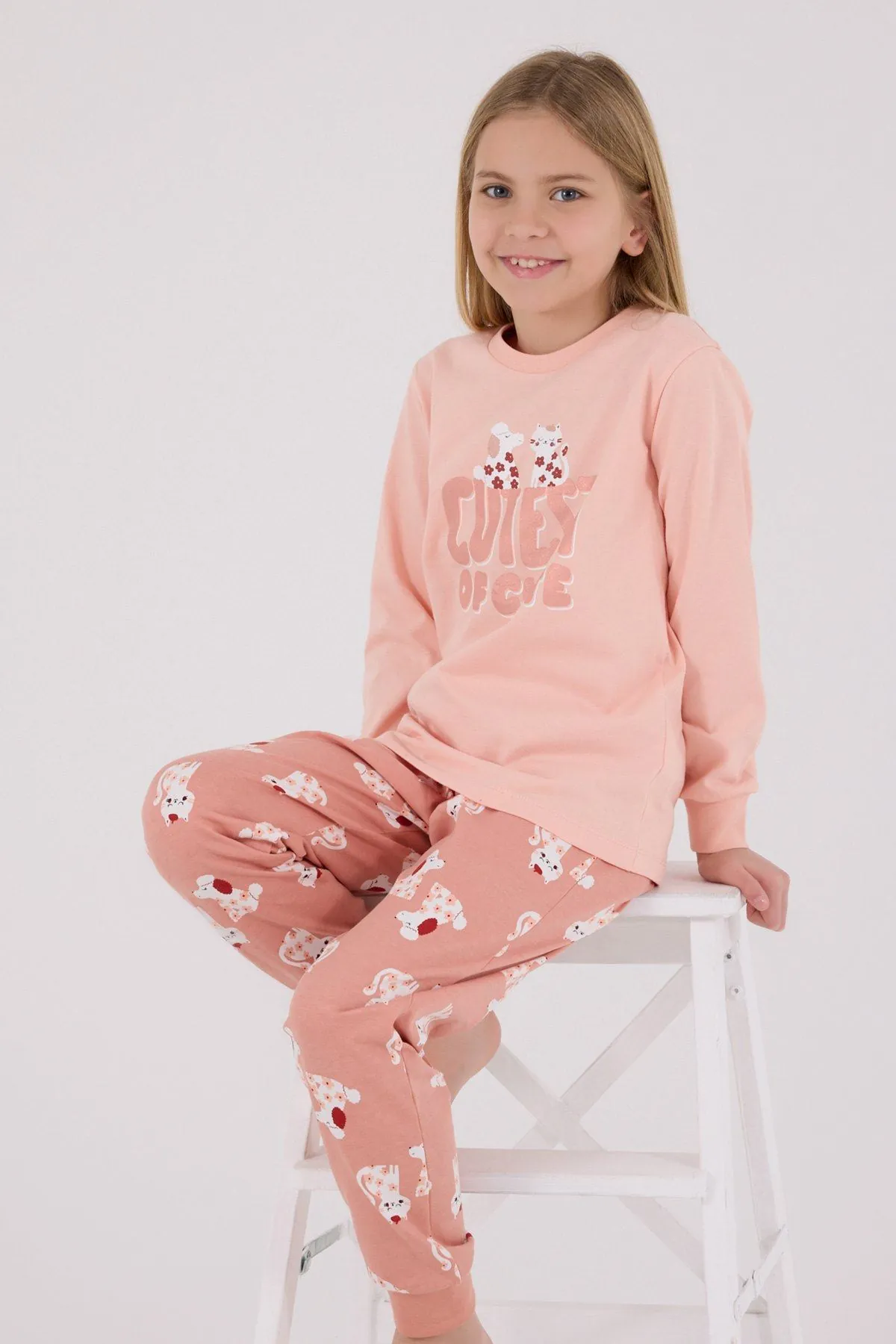 2-8 Yaş Cutest Ofcute Kız Çocuk Takım-Somon