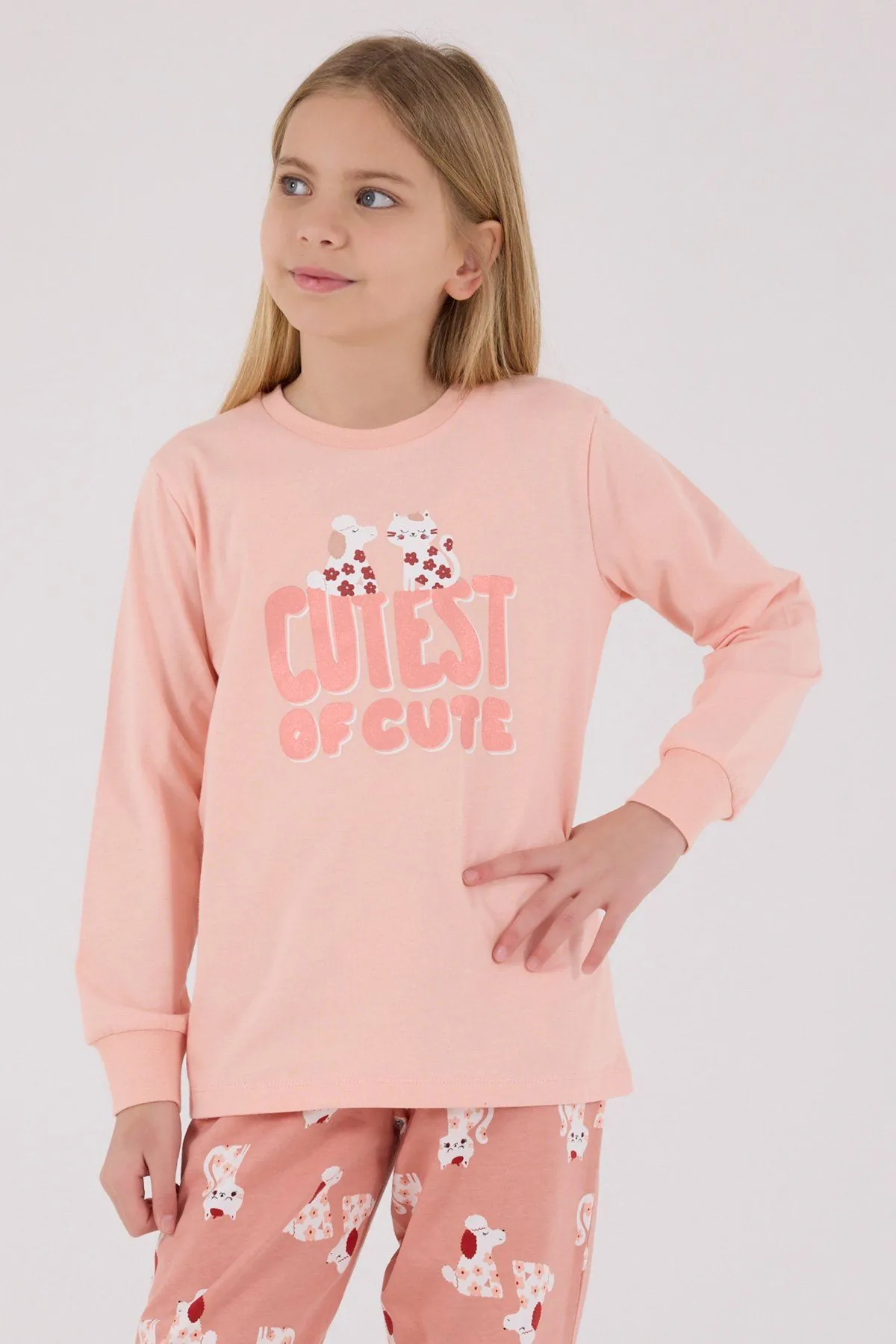 2-8 Yaş Cutest Ofcute Kız Çocuk Takım-Somon