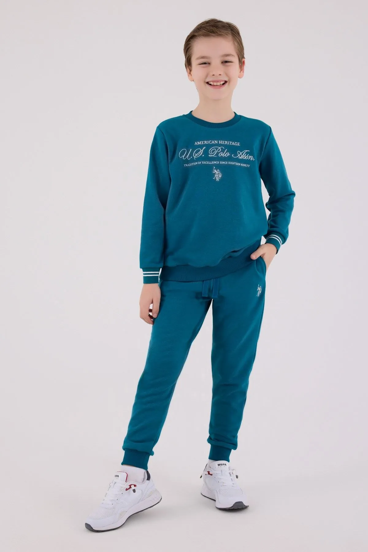 4-15 Yaş Lisanslı Us Polo Assn Erkek Çocuk Takım-Petrol