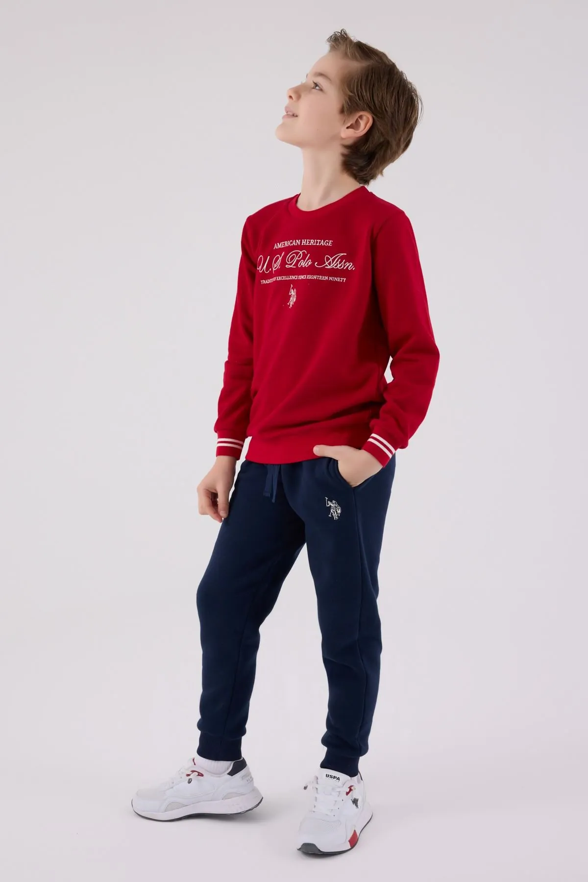 4-15 Yaş Lisanslı Us Polo Assn Erkek Çocuk Takım-Kırmızı