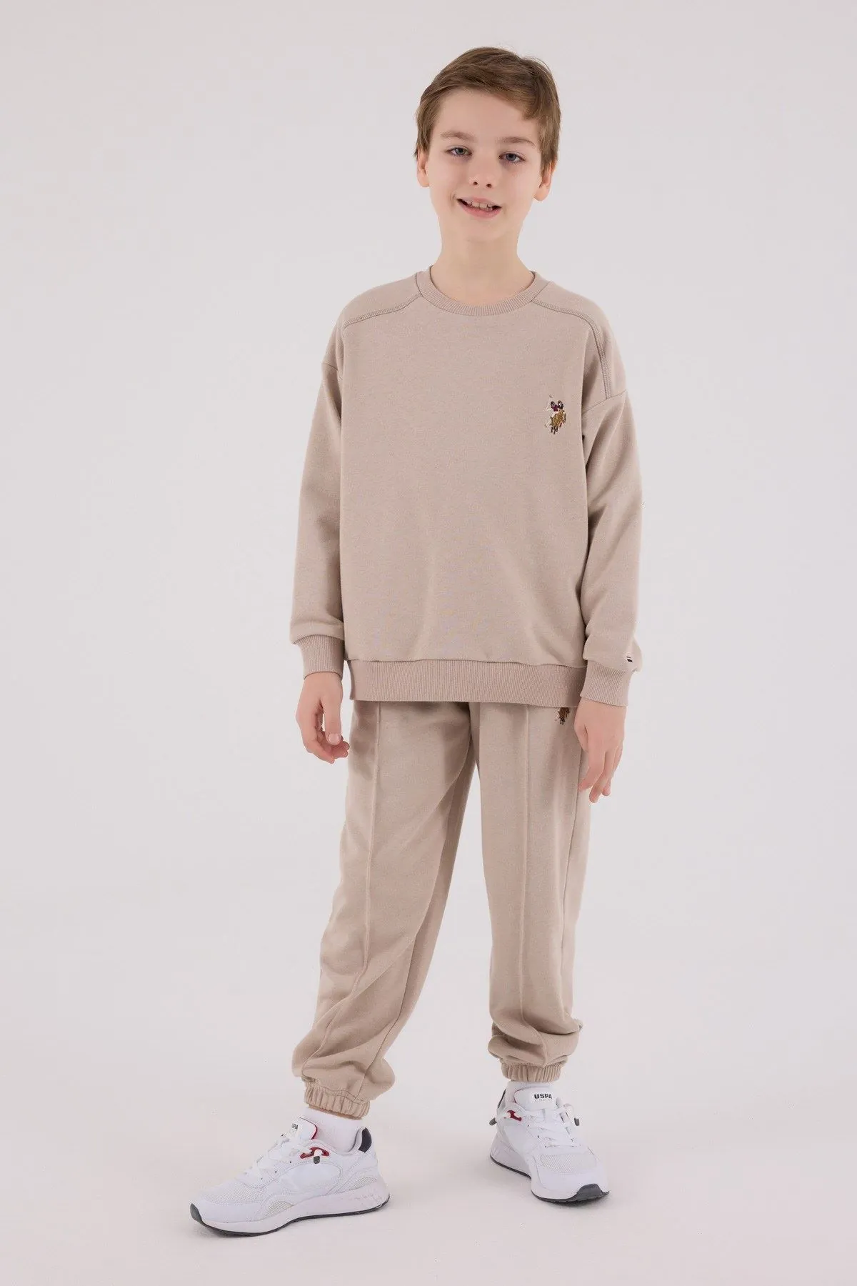 4-15 Yaş Lisanslı Us Polo Assn Erkek Çocuk Takım-Latte