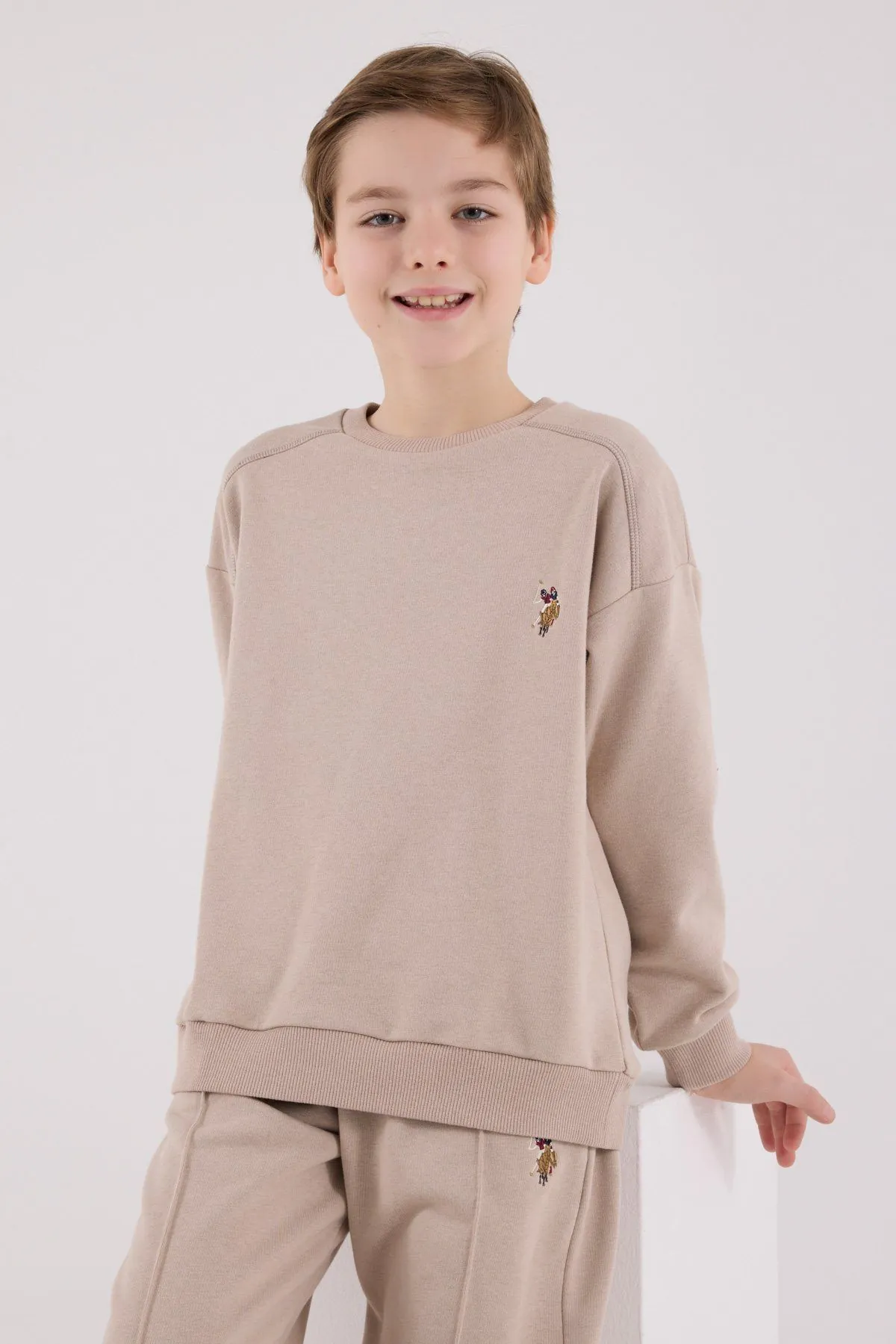 4-15 Yaş Lisanslı Us Polo Assn Erkek Çocuk Takım-Latte