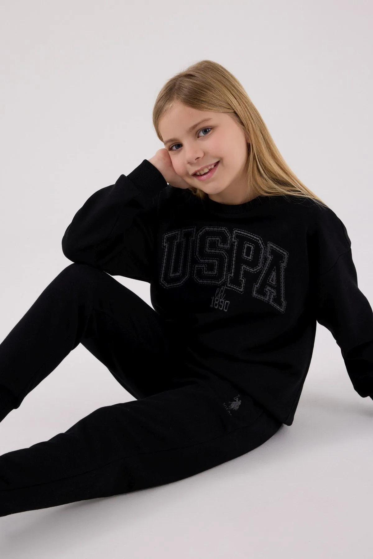 4-15 Yaş Lisanslı Us Polo Assn Kız Çocuk Takım-Siyah