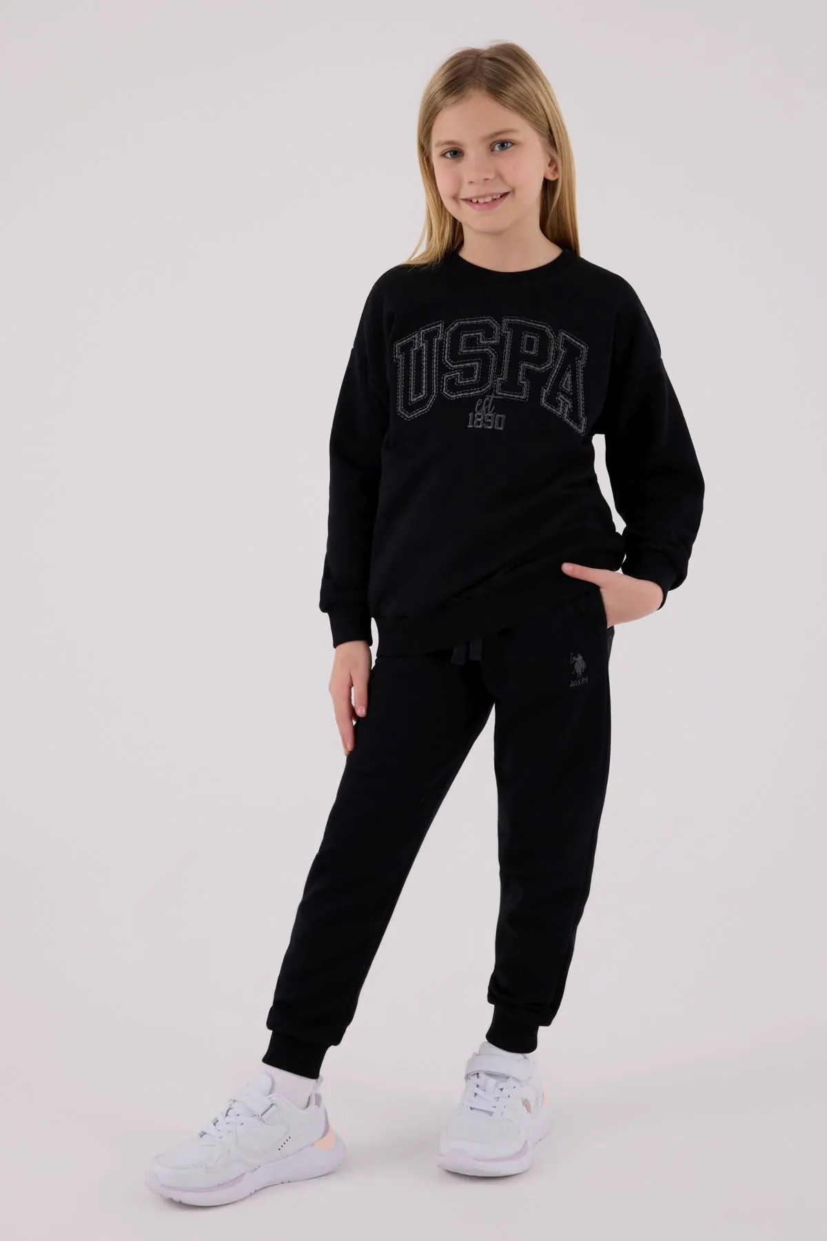 4-15 Yaş Lisanslı Us Polo Assn Kız Çocuk Takım-Siyah