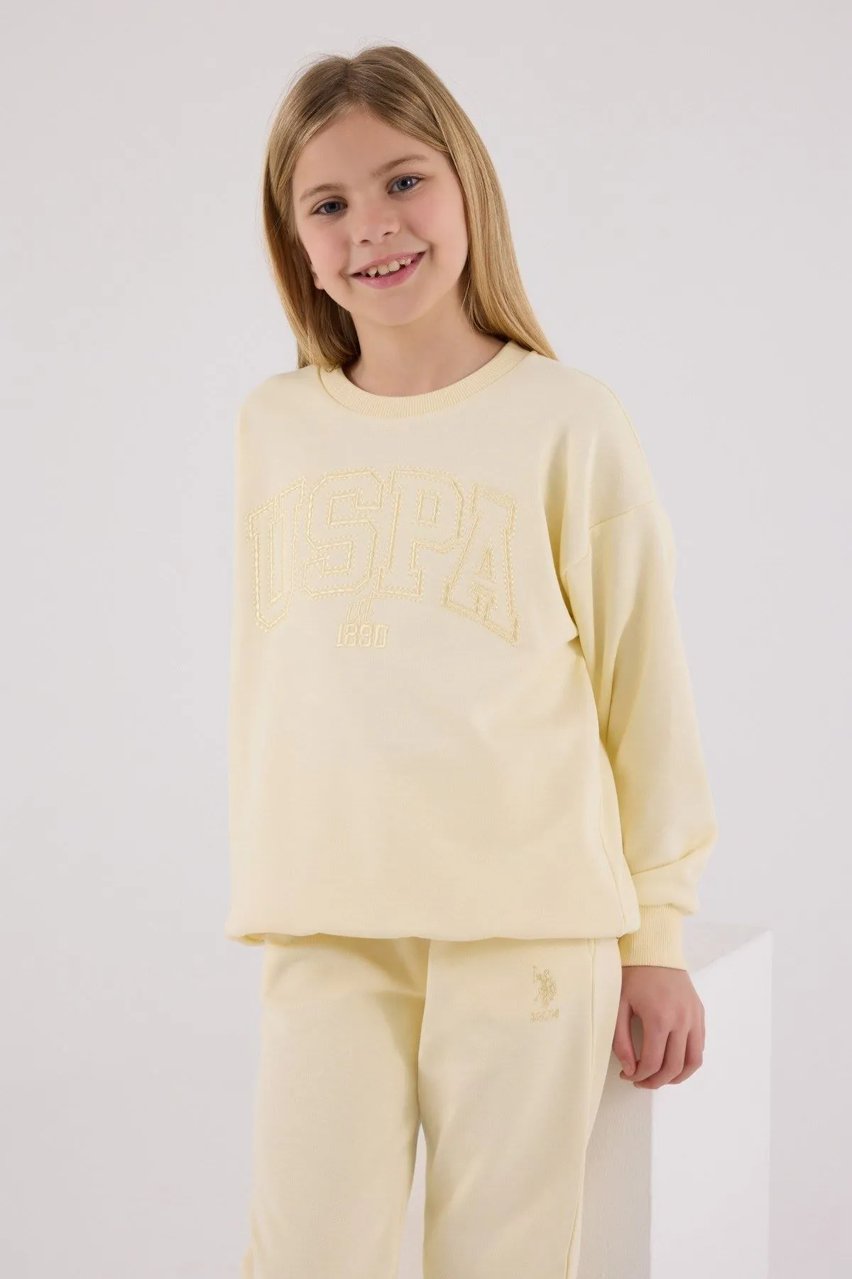 4-15 Yaş Lisanslı Us Polo Assn Kız Çocuk Takım-Limon