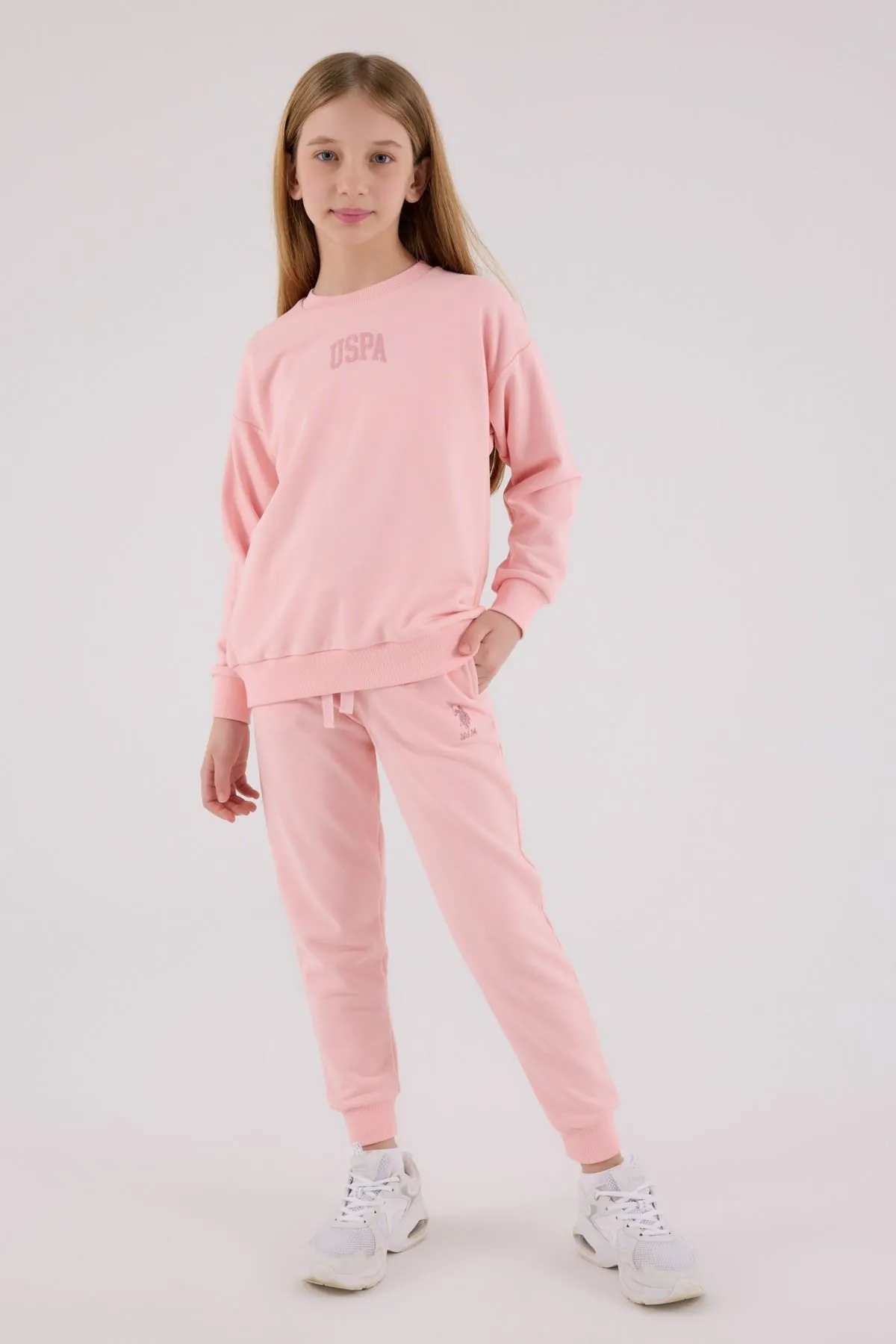 4-15 Yaş Lisanslı Us Polo Assn Kız Çocuk Takım-Pembe