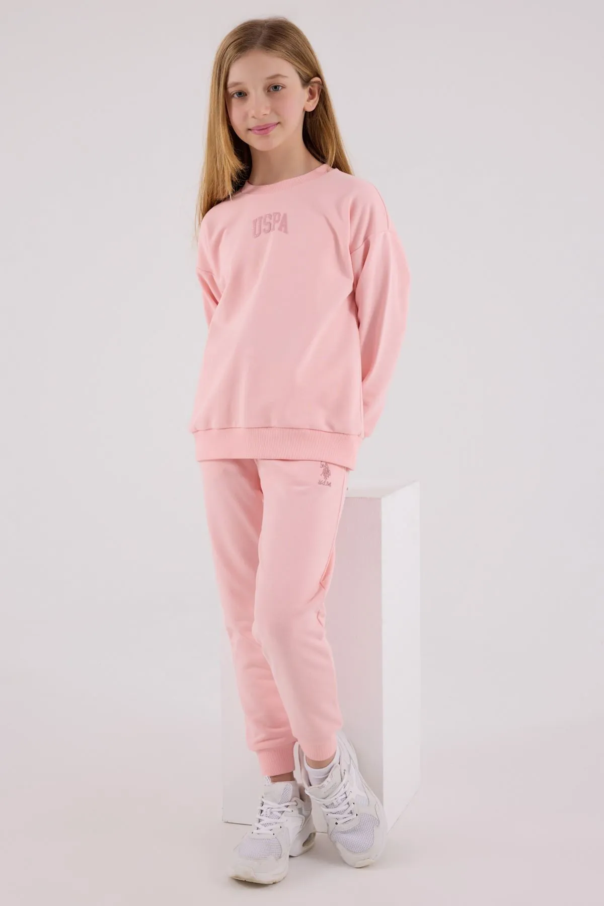 4-15 Yaş Lisanslı Us Polo Assn Kız Çocuk Takım-Pembe