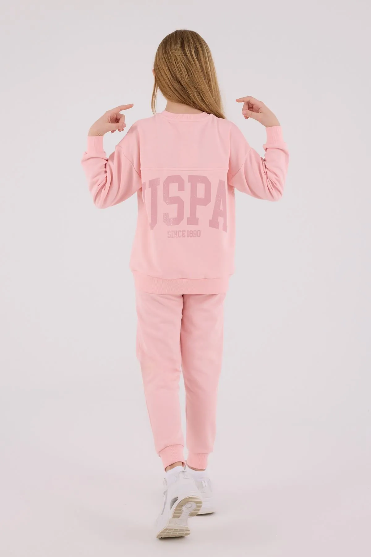 4-15 Yaş Lisanslı Us Polo Assn Kız Çocuk Takım-Pembe