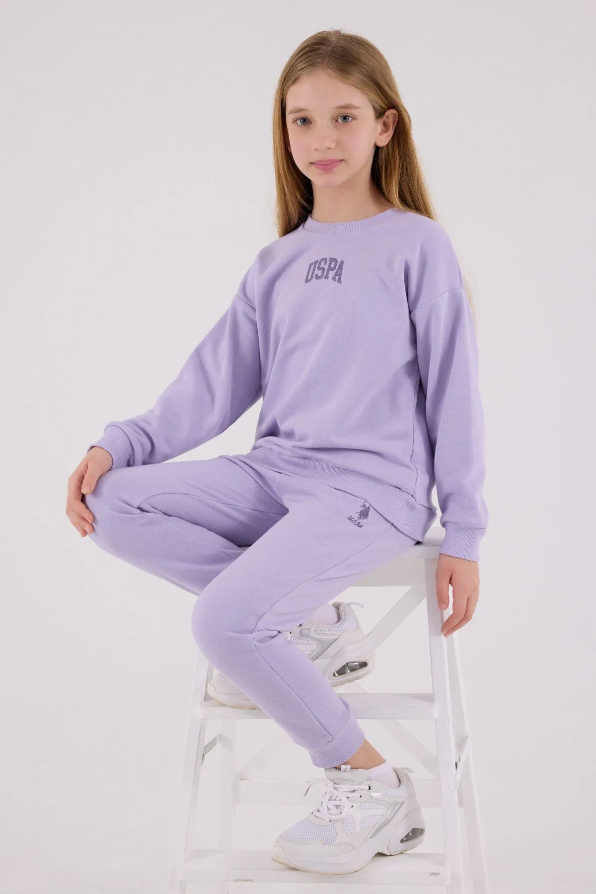 4-15 Yaş Lisanslı Us Polo Assn Kız Çocuk Takım-Lila