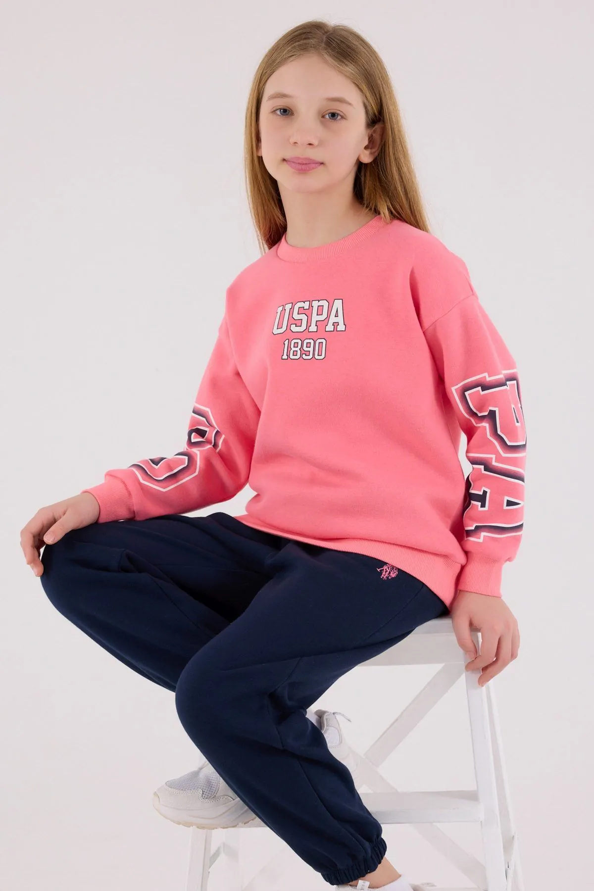 4-15 Yaş Lisanslı Us Polo Assn Kız Çocuk Takım-Pembe