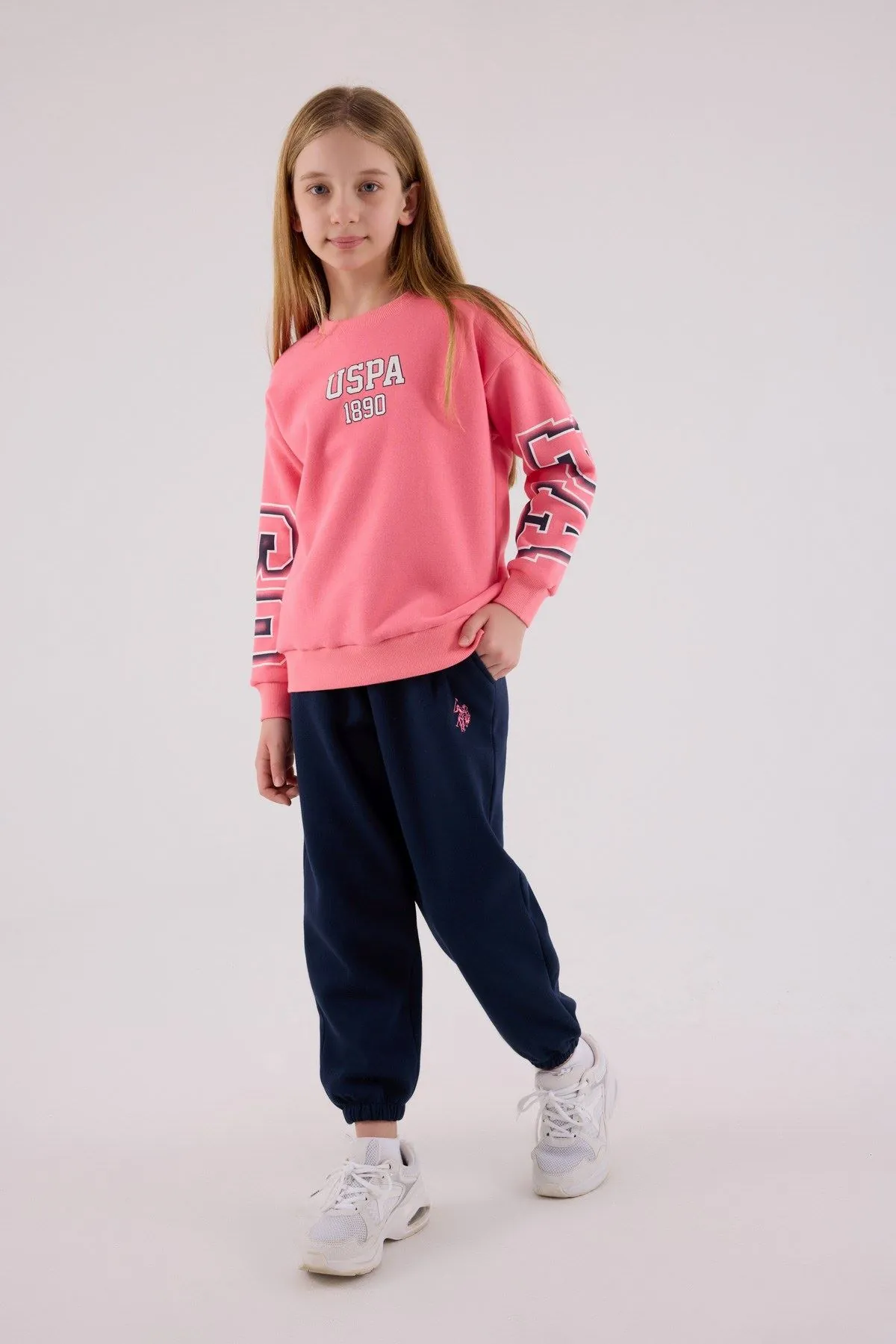 4-15 Yaş Lisanslı Us Polo Assn Kız Çocuk Takım-Pembe