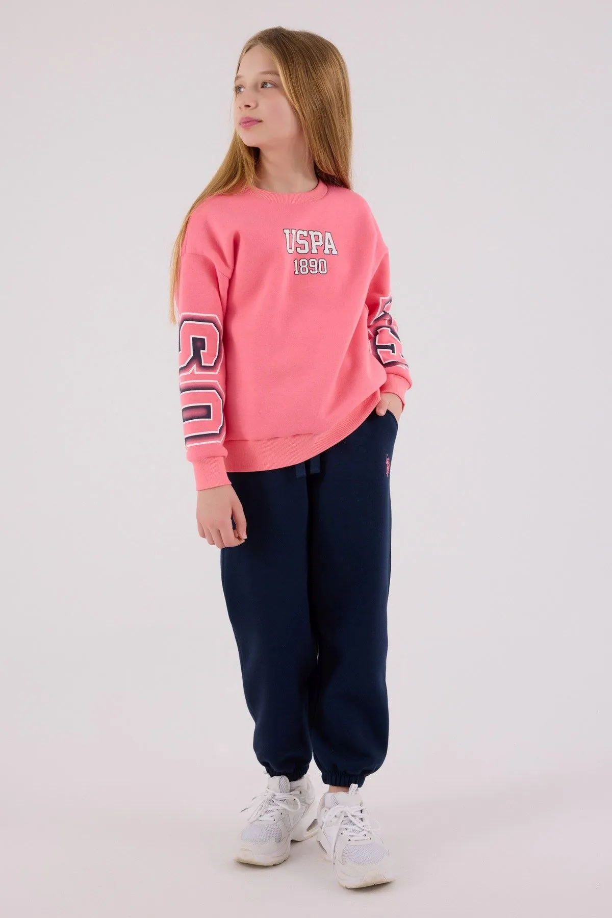 4-15 Yaş Lisanslı Us Polo Assn Kız Çocuk Takım-Pembe
